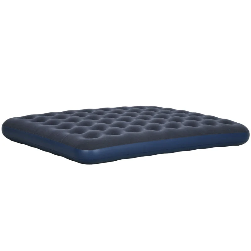 Folding Double Camping Bed Air Bed 203x152x22cm for camping & guests, dark blue - Image 2