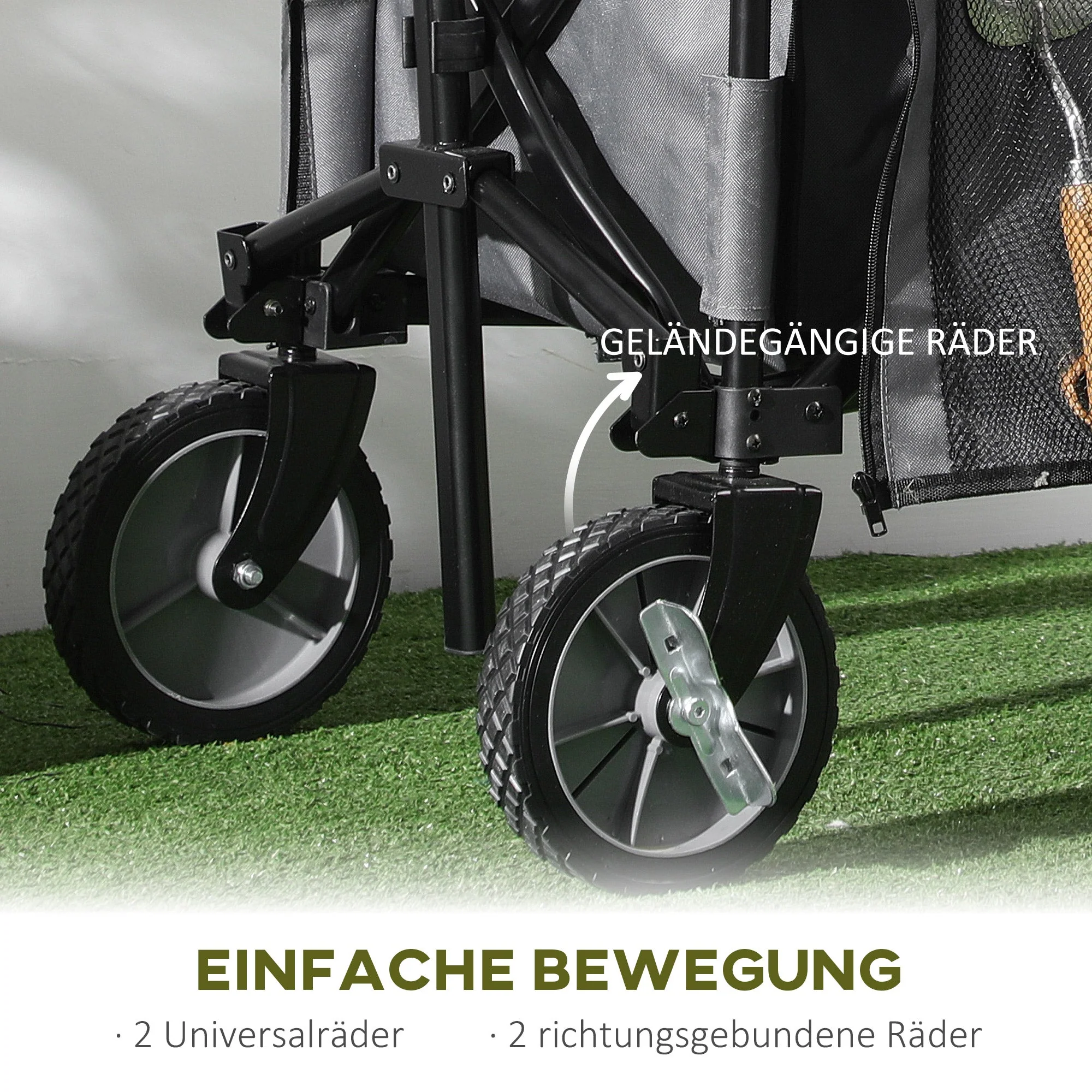 Folding Handcart, 120 kg Load, Adjustable Handle, Side Pockets & Folding Board, Dark Grey - Image 6