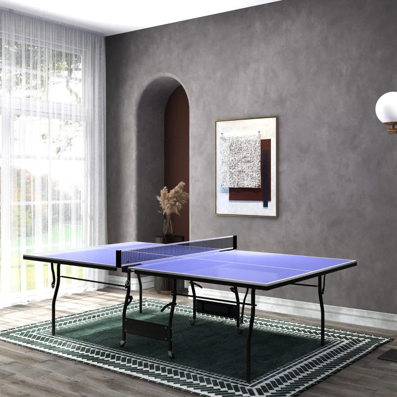 Folding Mid-Size Table Tennis Table with Net and 3 Balls, 12mm Tabletop - Image 2