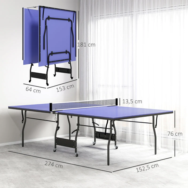 Folding Mid-Size Table Tennis Table with Net and 3 Balls, 12mm Tabletop - Image 3