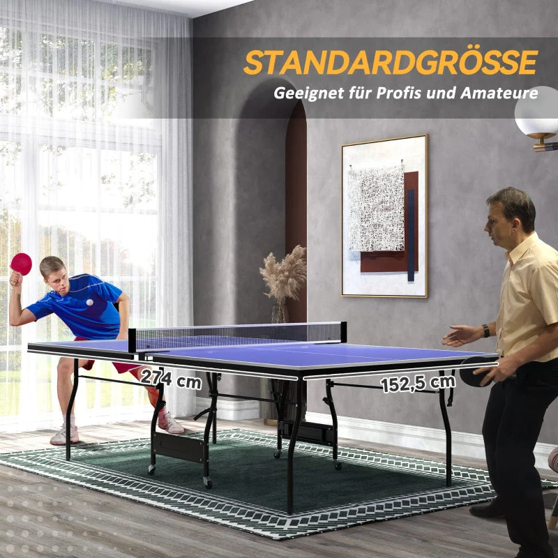 Folding Mid-Size Table Tennis Table with Net and 3 Balls, 12mm Tabletop - Image 4