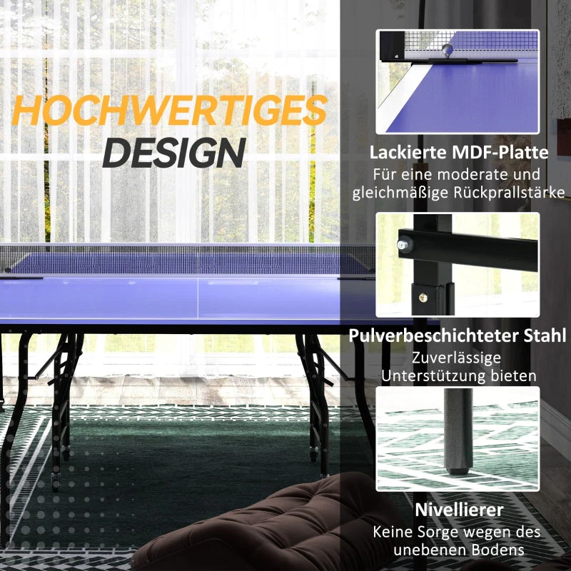 Folding Mid-Size Table Tennis Table with Net and 3 Balls, 12mm Tabletop - Image 7