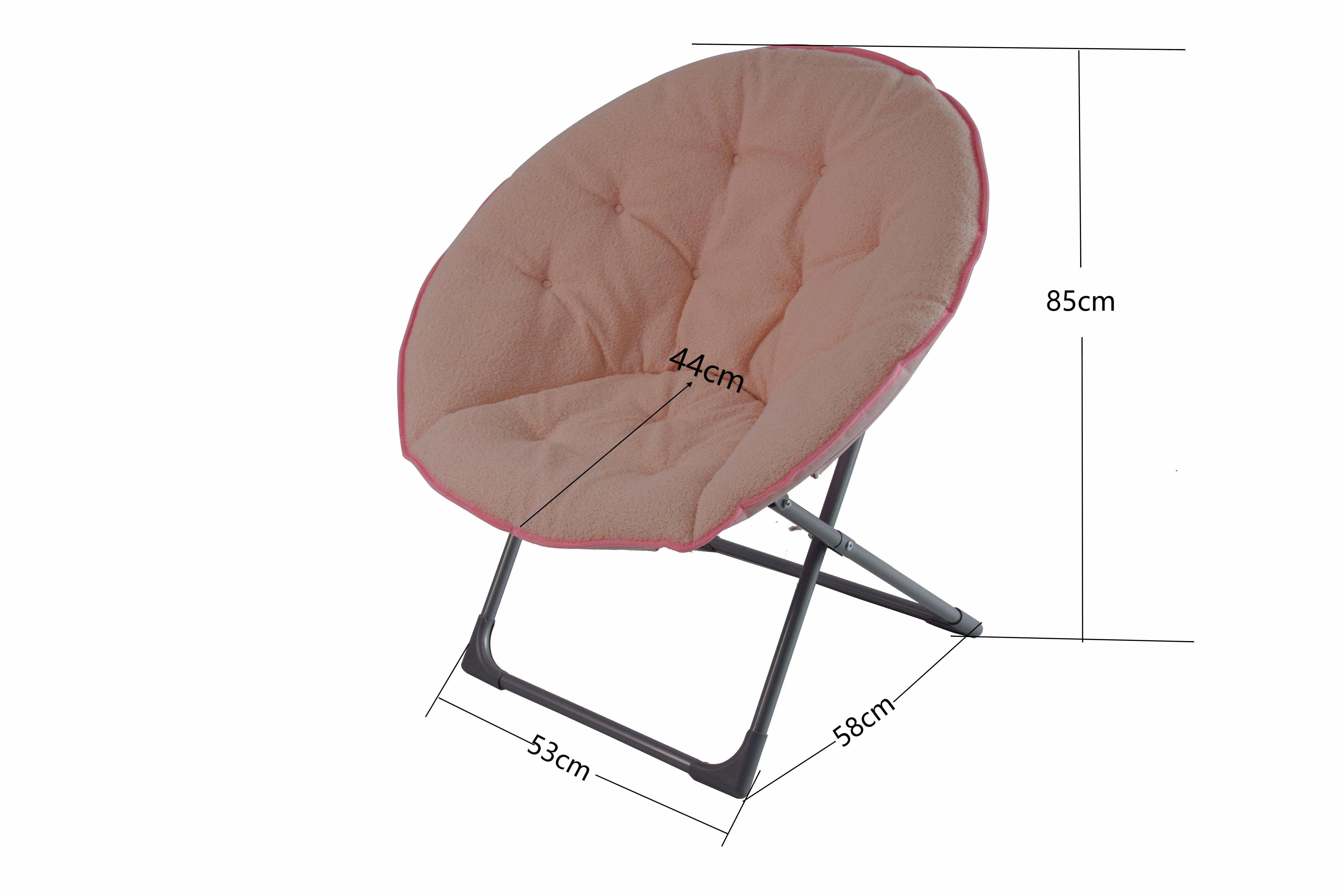 Folding Moon Chair Soft Sheep's Wool Portable - Pink - Image 5