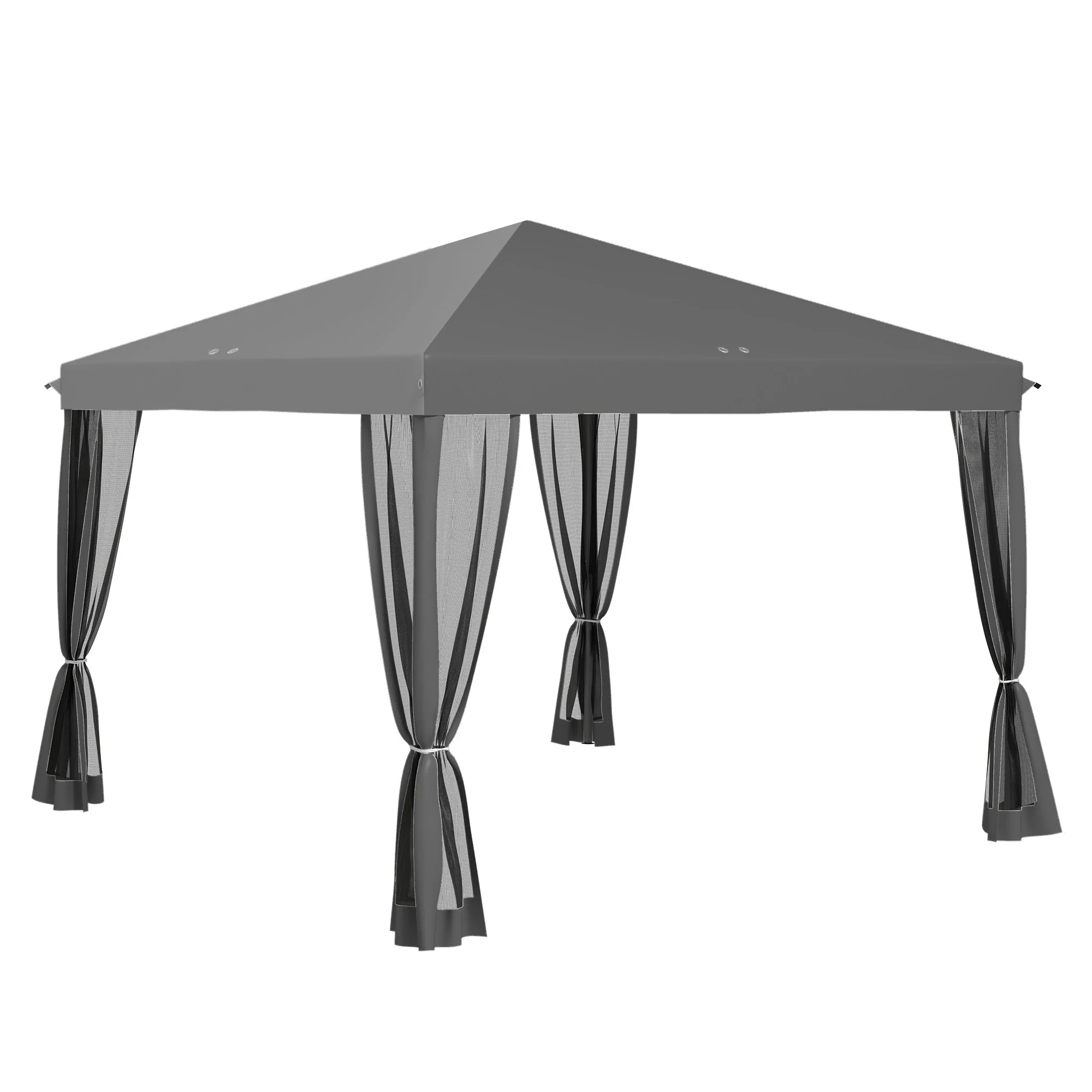 Folding Pavilion/Tent 3x3m Side Walls Carrying Bag Metal Oxford Light Grey/Black - Image 2