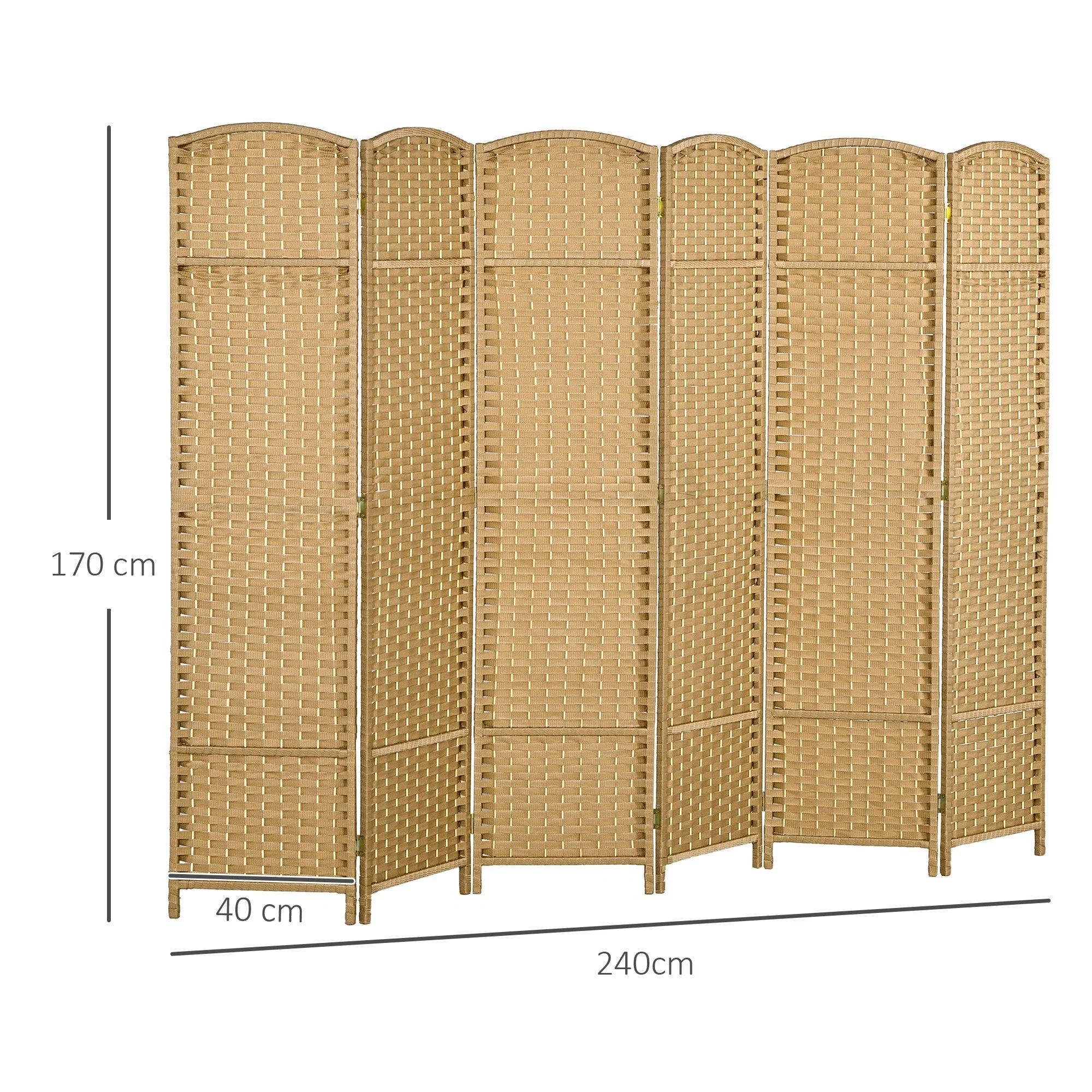 Folding Screen, 6 Panels, Room Divider, Natural Bamboo - Image 3