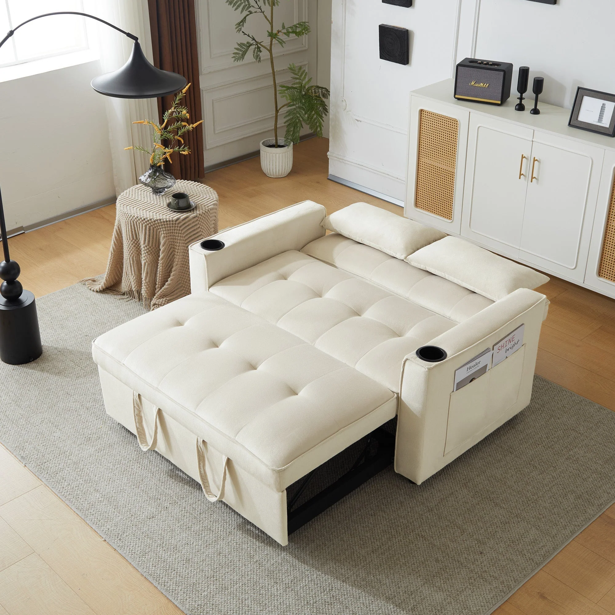 Folding Sofa Bed, Multifunctional with Cup Holder & Pillow, for Living Room, Bedroom, Home Theater - Image 7
