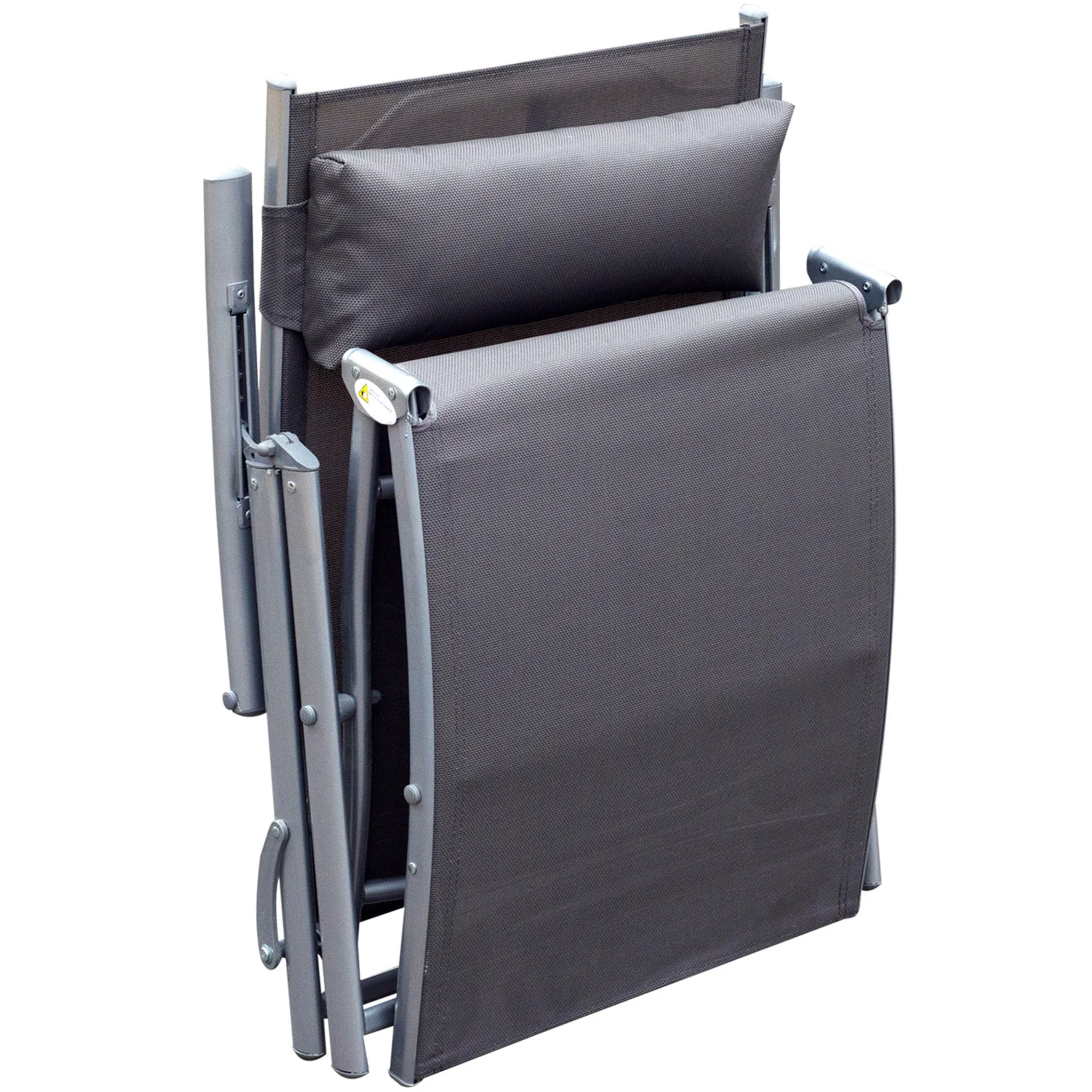 Folding Sun Lounger Deck Chair with Cushion, 7-Position Adjustable - Grey - Image 8