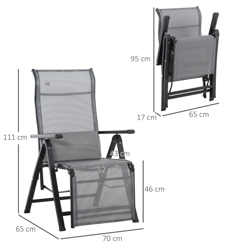 Folding Sun Lounger Zero-Gravity Recliner 9-Position Adjustable with Cushion - Black/Grey - Image 3
