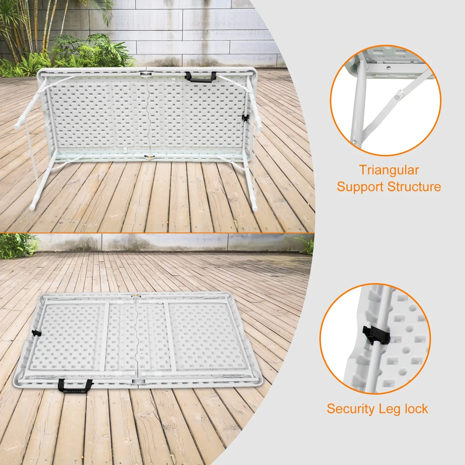 Folding Table 125cm Adjustable Height 135KG Capacity White - Image 5