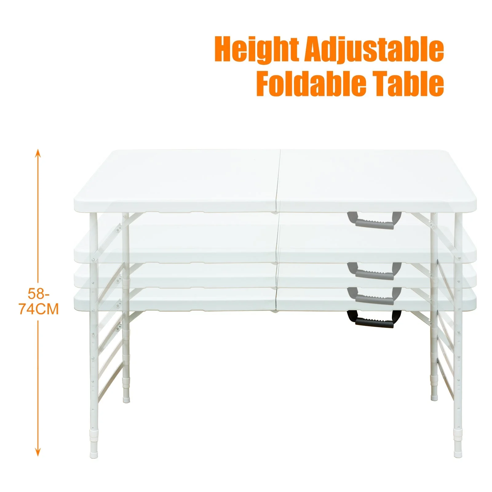 Folding Table 125cm Adjustable Height 135KG Capacity White - Image 6