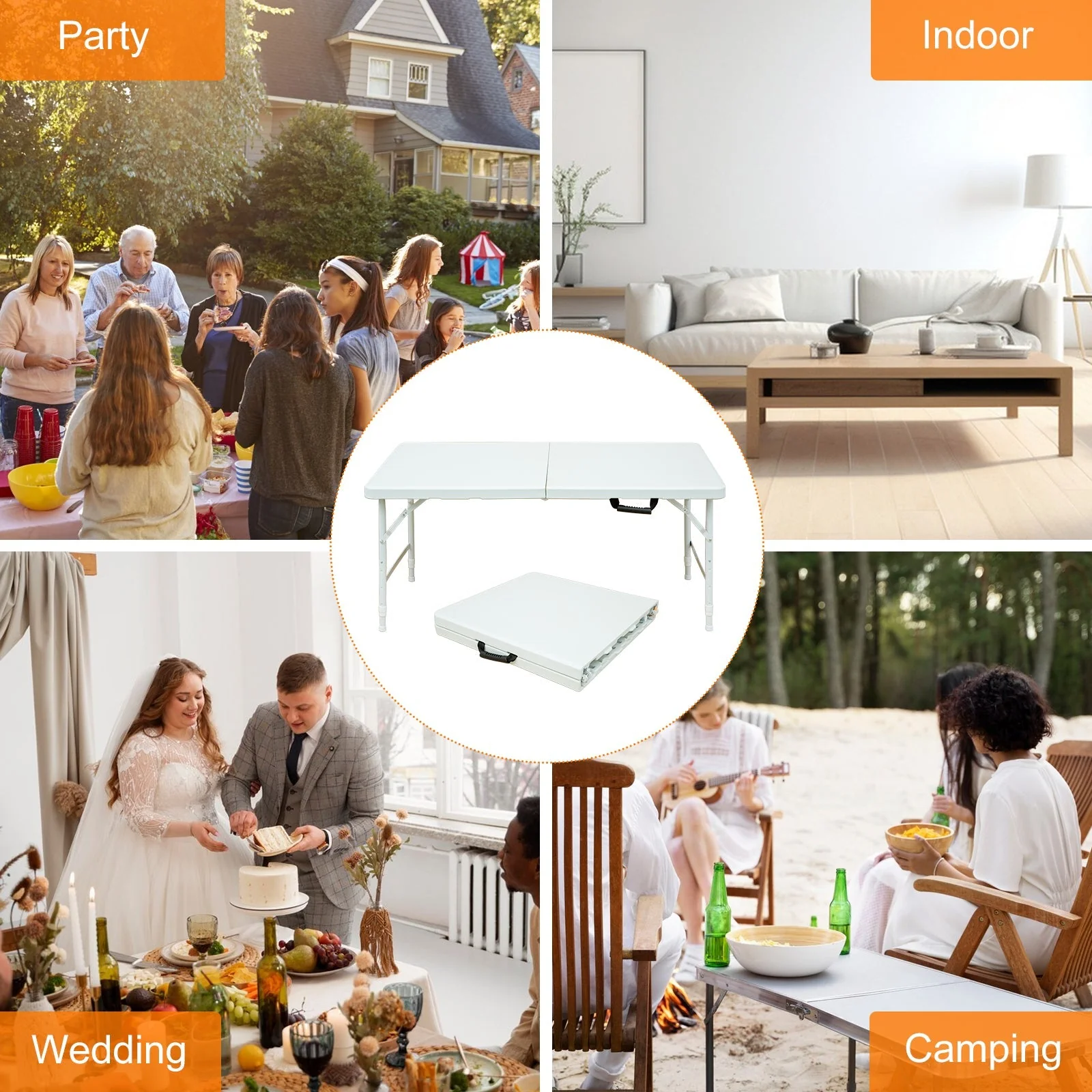 Folding Table 125cm Adjustable Height 135KG Capacity White - Image 9