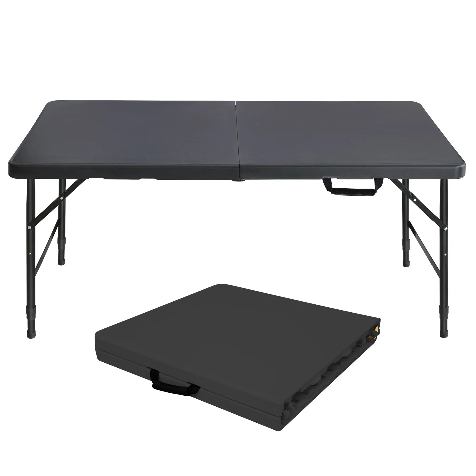 Folding Table 125cm, Portable Heavy Duty, Black - Image 2