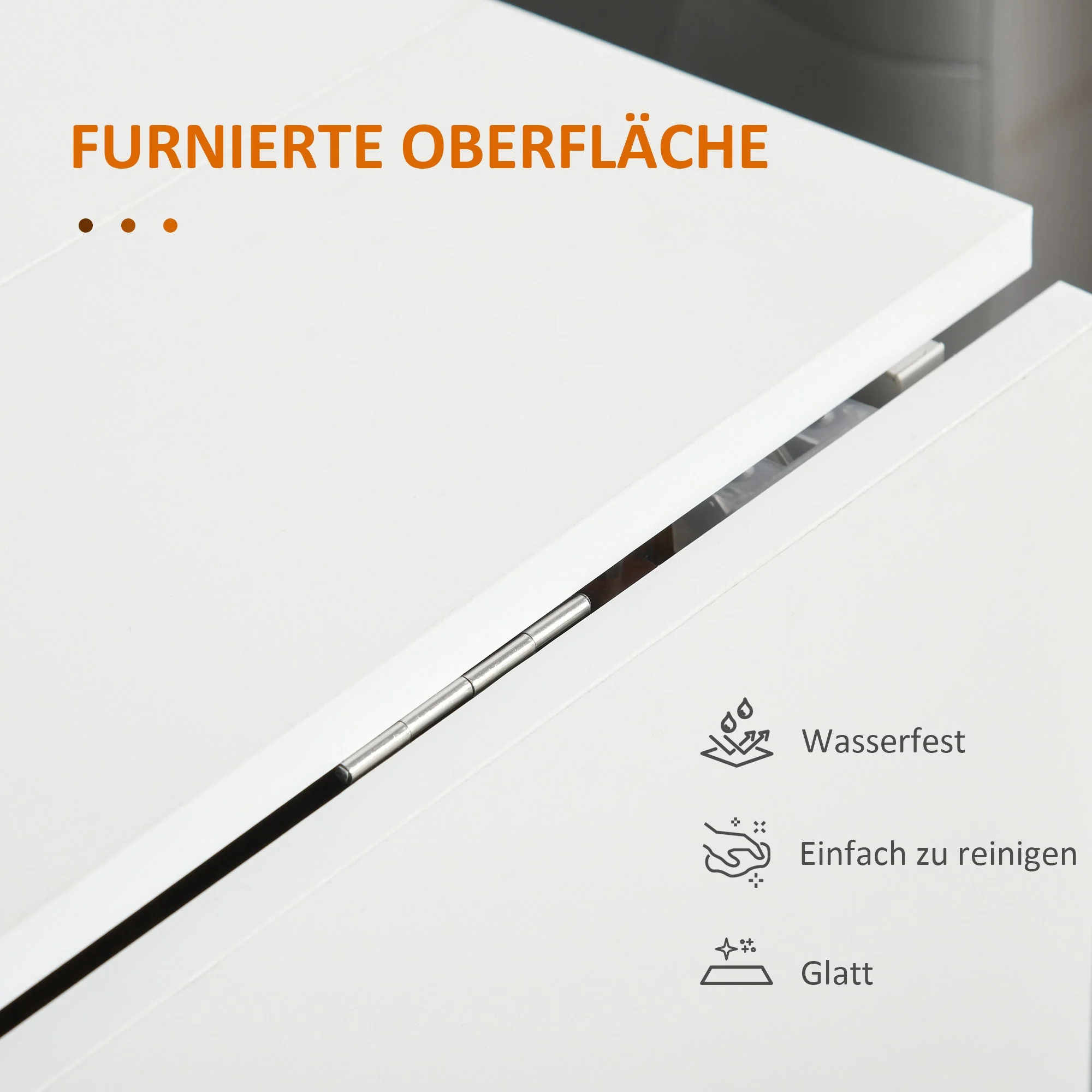 Folding table mobile dining table with folding worktop and castors in white - Image 5