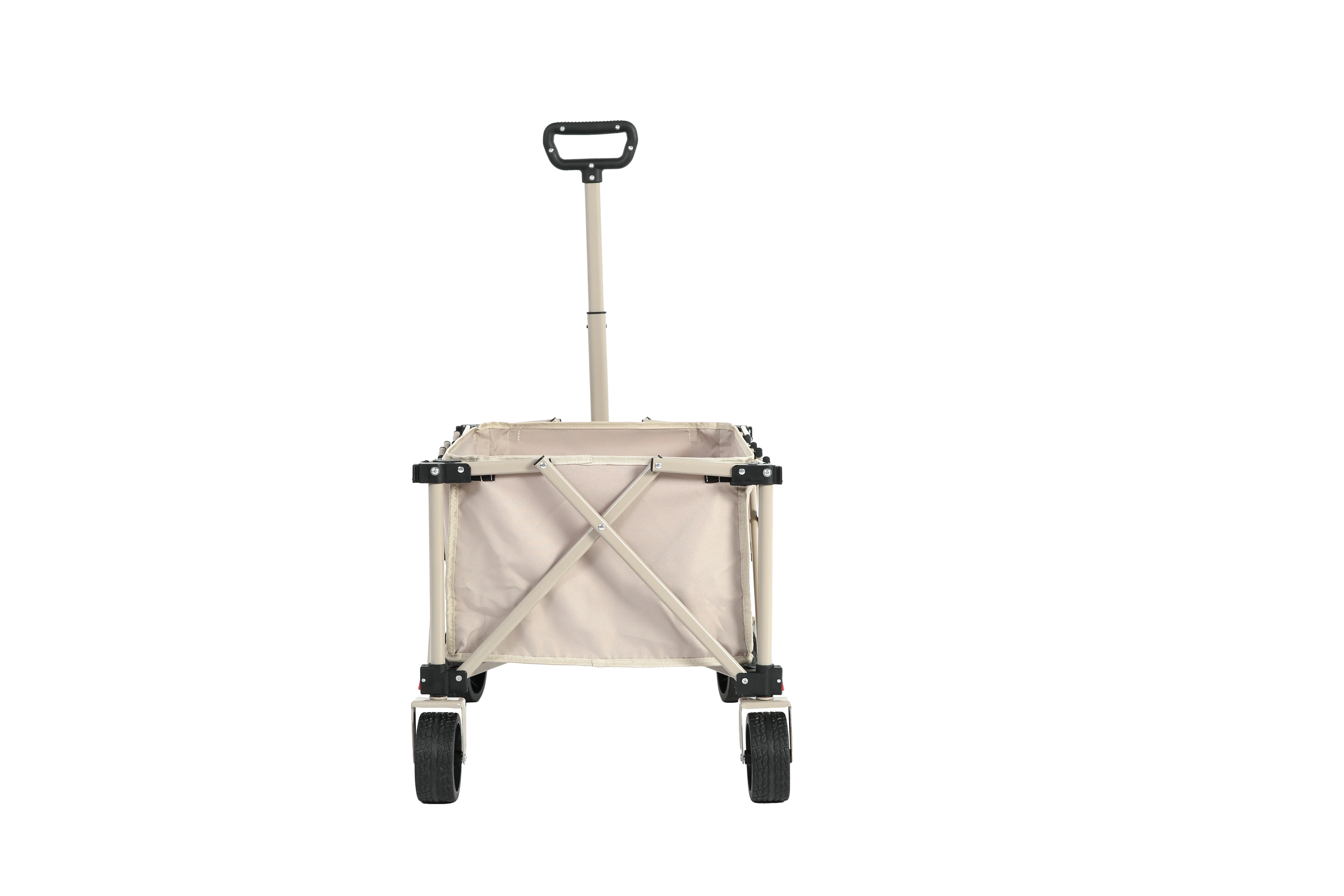 Folding Wagon Cart, All Terrain Wheels, Heavy Duty, Adjustable Handle, Beige - Image 4