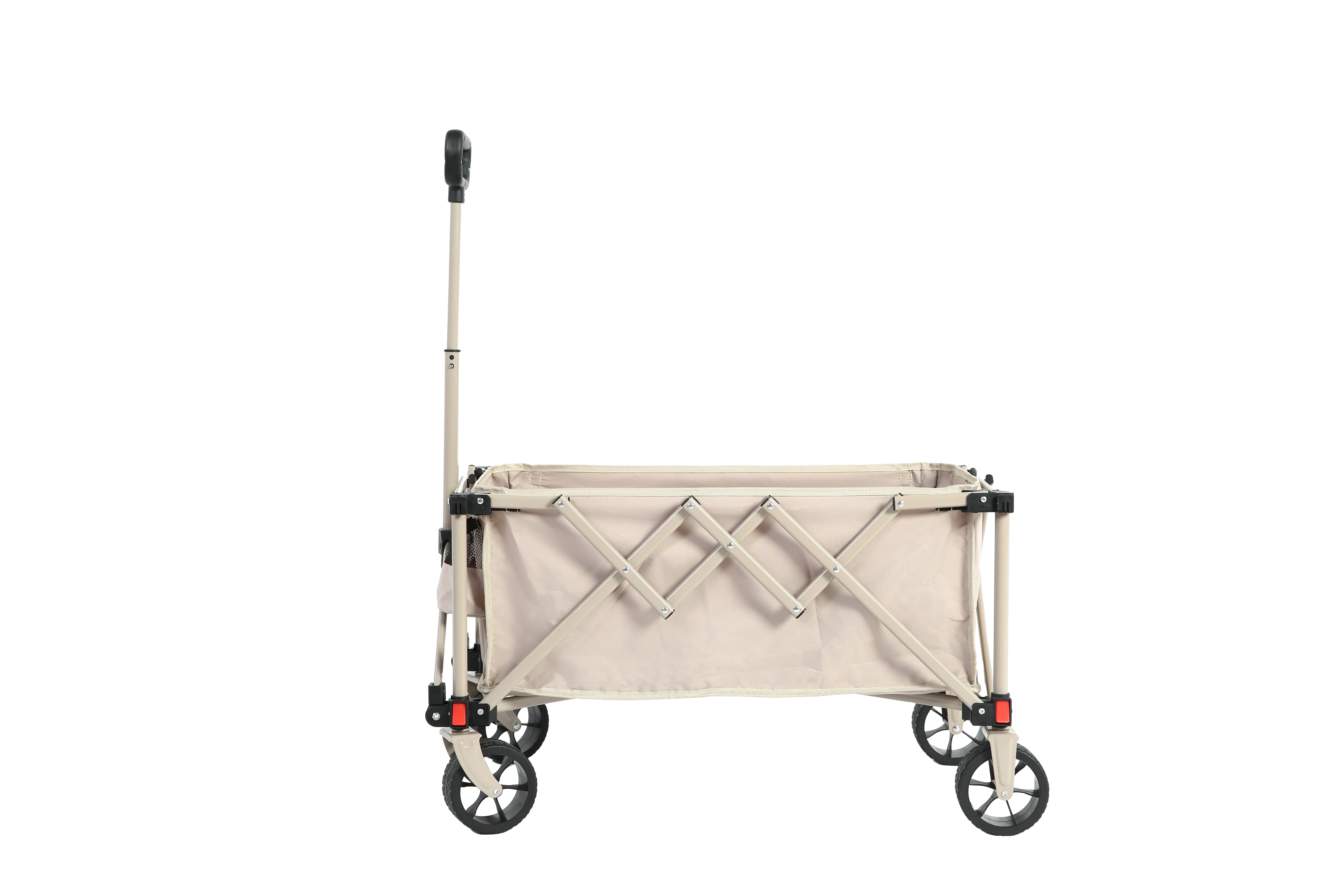 Folding Wagon Cart, All Terrain Wheels, Heavy Duty, Adjustable Handle, Beige - Image 5