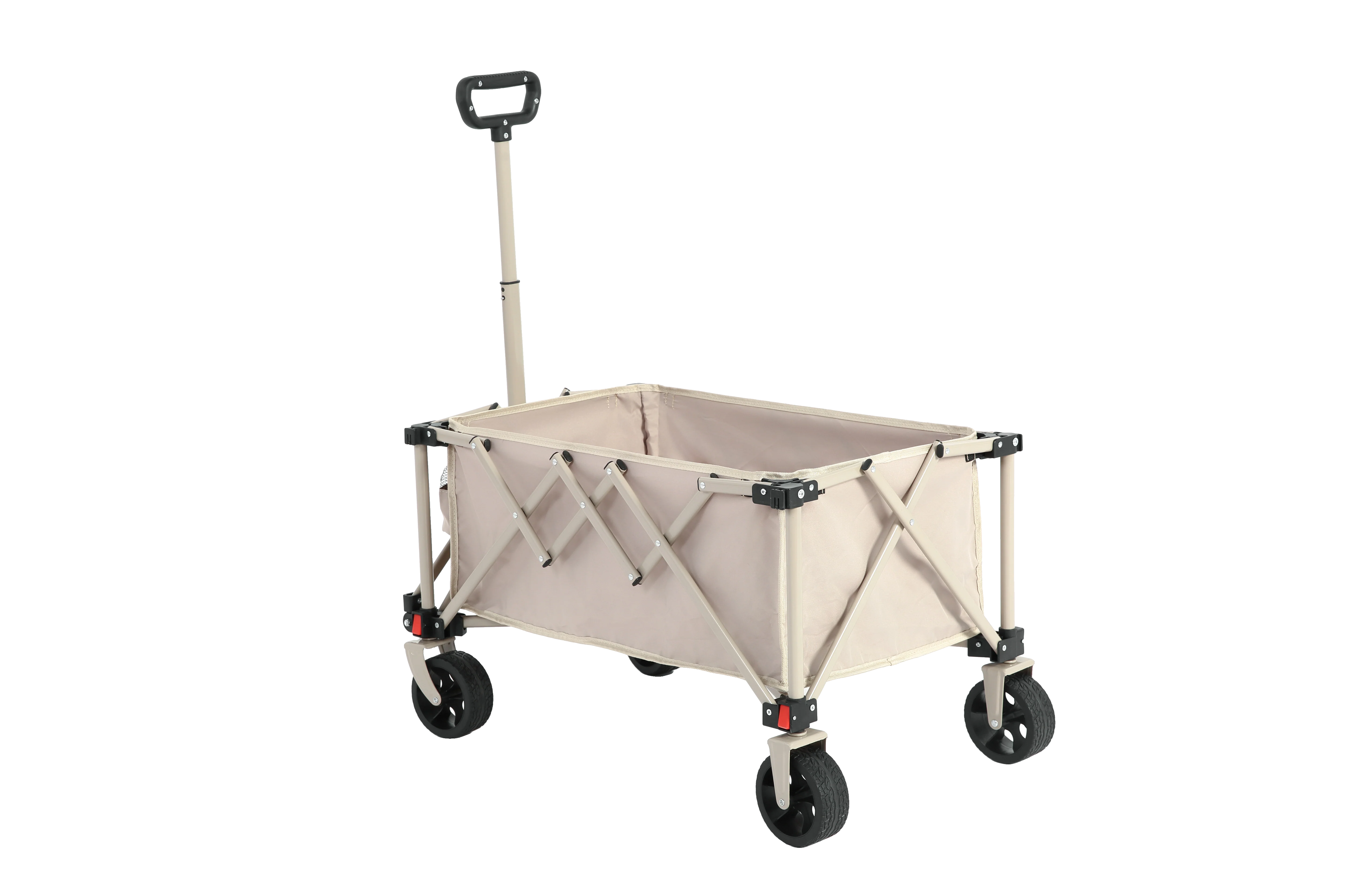 Folding Wagon Cart, All Terrain Wheels, Heavy Duty, Adjustable Handle, Beige - Image 6