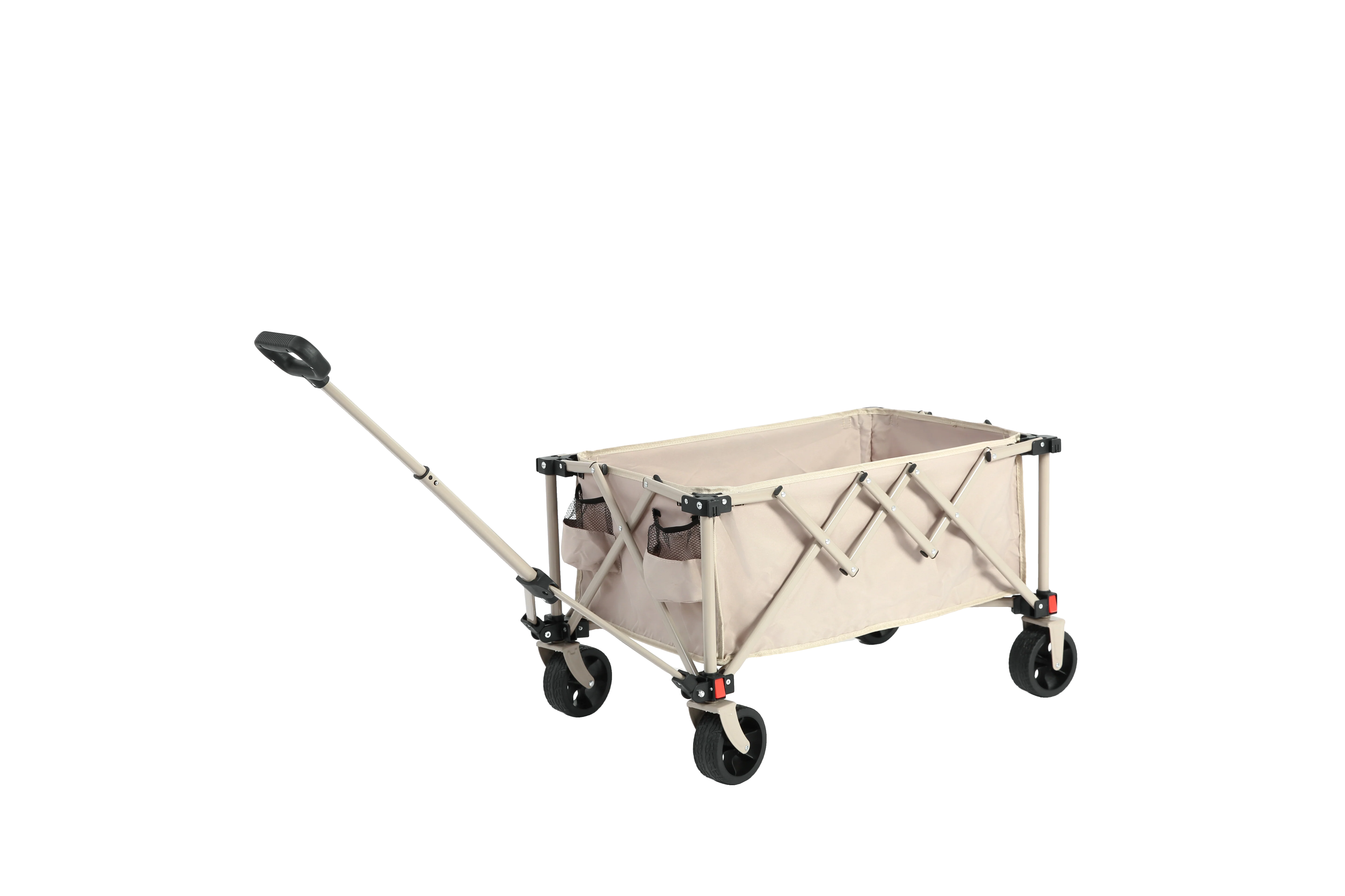 Folding Wagon Cart, All Terrain Wheels, Heavy Duty, Adjustable Handle, Beige - Image 9