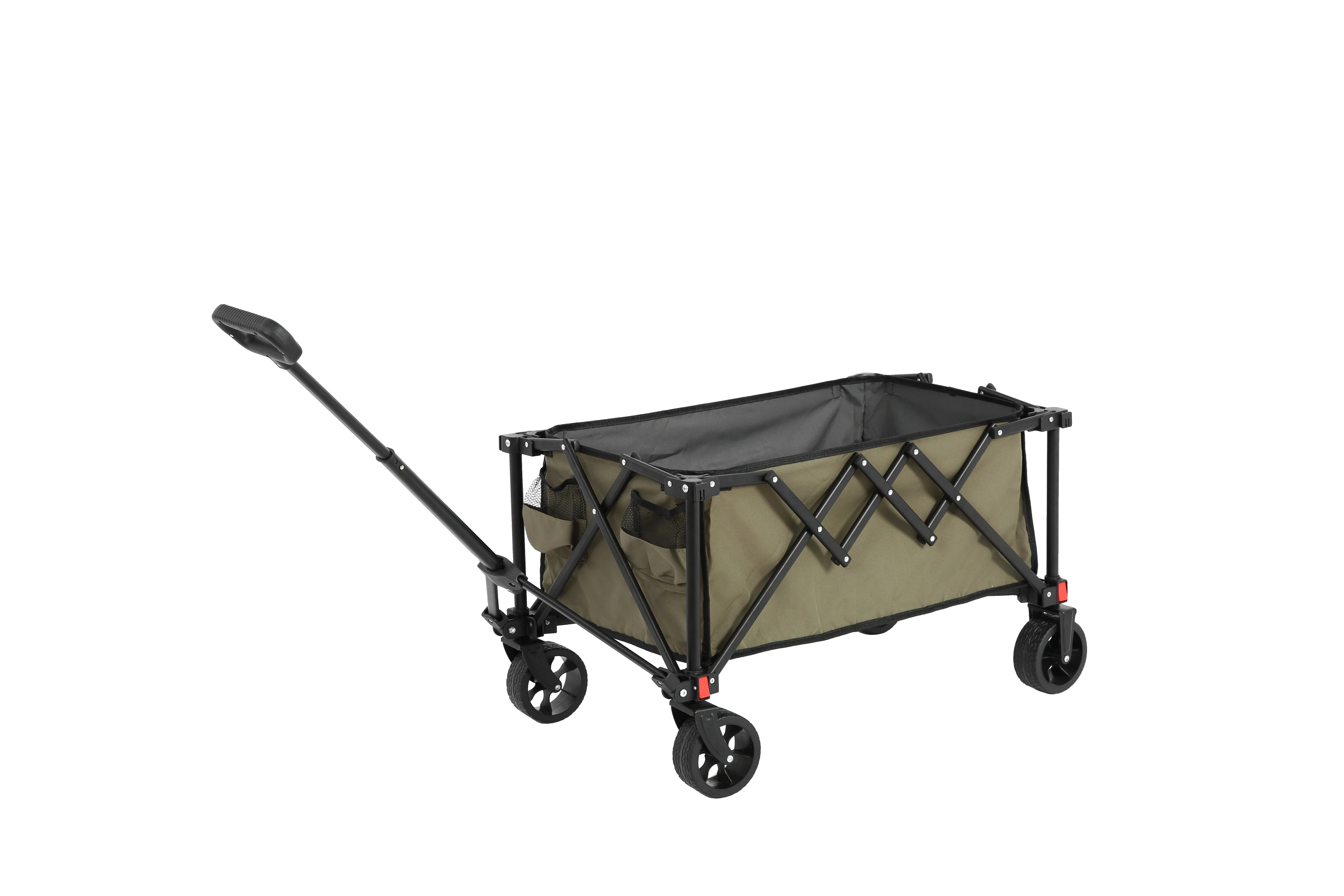 Folding Wagon Carts, all terrain wheels, heavy duty, adjustable handle, army green - Image 2