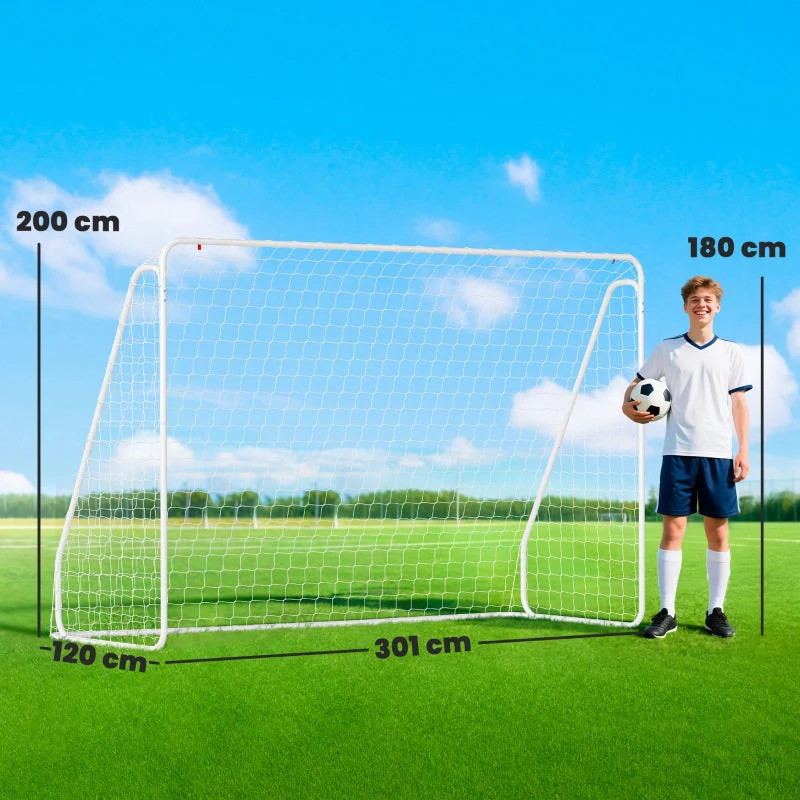 Football Goal for Games and Training, UV-Resistant and Robust with Ground Anchors, White - Image 3