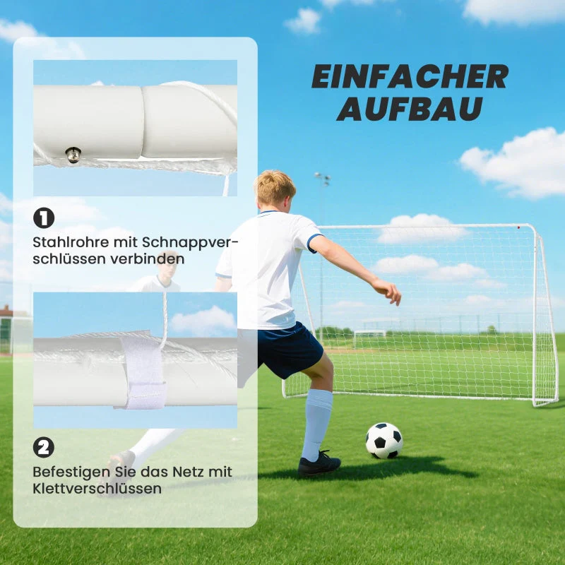 Football Goal for Games and Training, UV-Resistant and Robust with Ground Anchors, White - Image 4