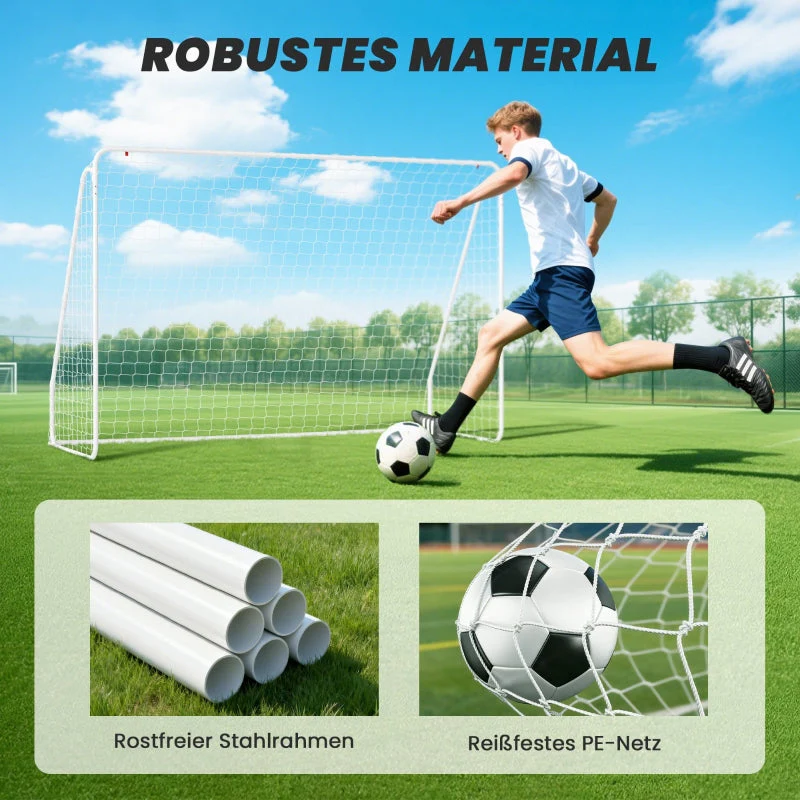 Football Goal for Games and Training, UV-Resistant and Robust with Ground Anchors, White - Image 5