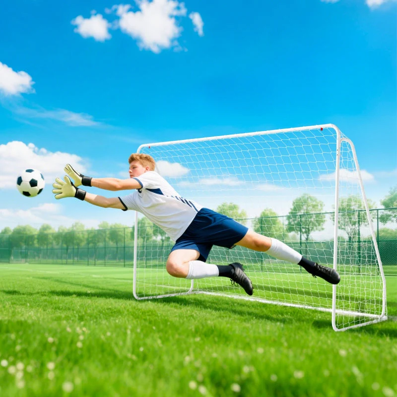 Football Goal for Games and Training, UV-Resistant and Robust with Ground Anchors, White - Image 7