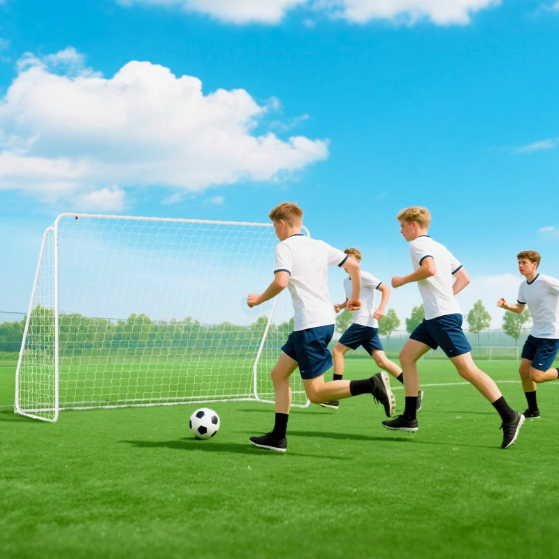 Football Goal for Games and Training, UV-Resistant and Robust with Ground Anchors, White - Image 8