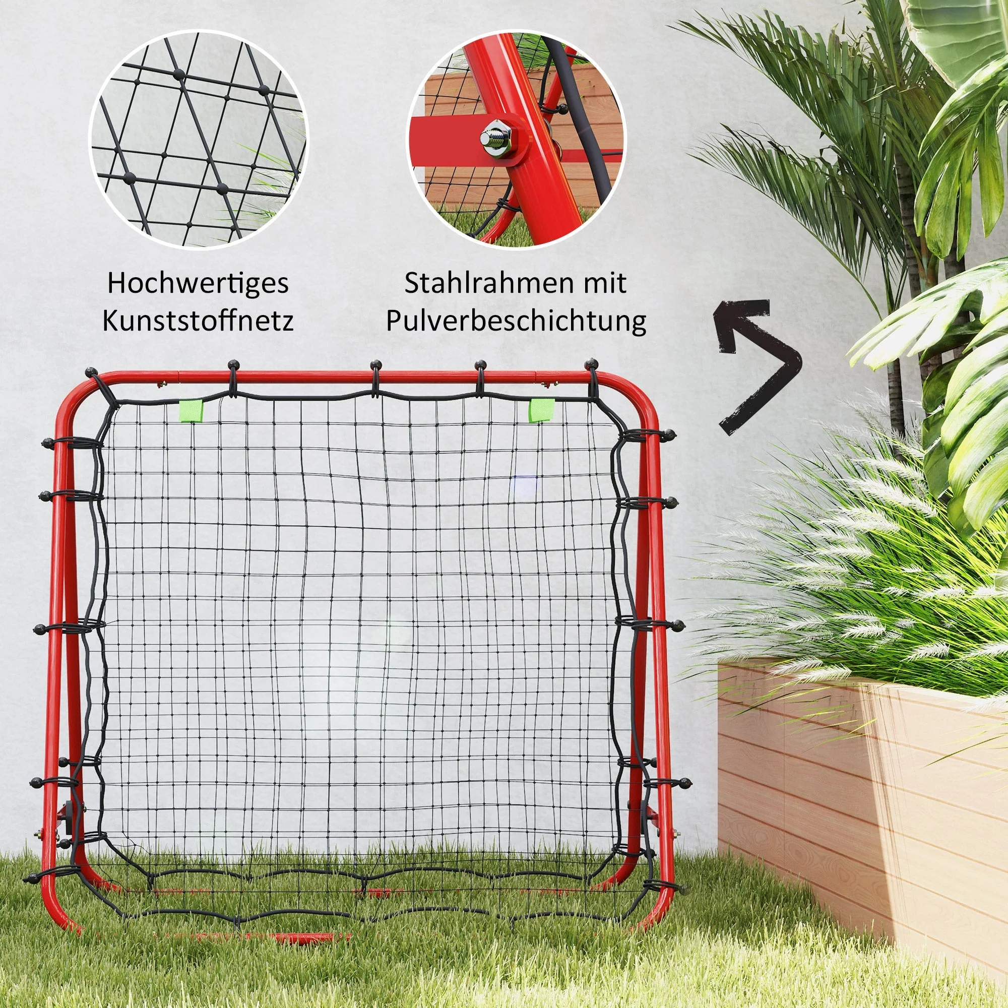 Football Rebounder Double-Sided Rebound Adjustable in 5 Levels for Training Steel Red - Image 6