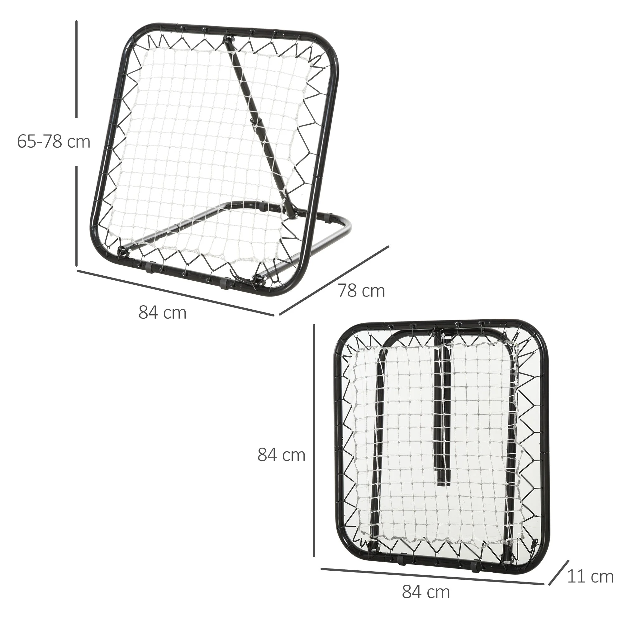 Football Rebounder Foldable Kickback Goal 5 Levels, Metal Black - Image 3