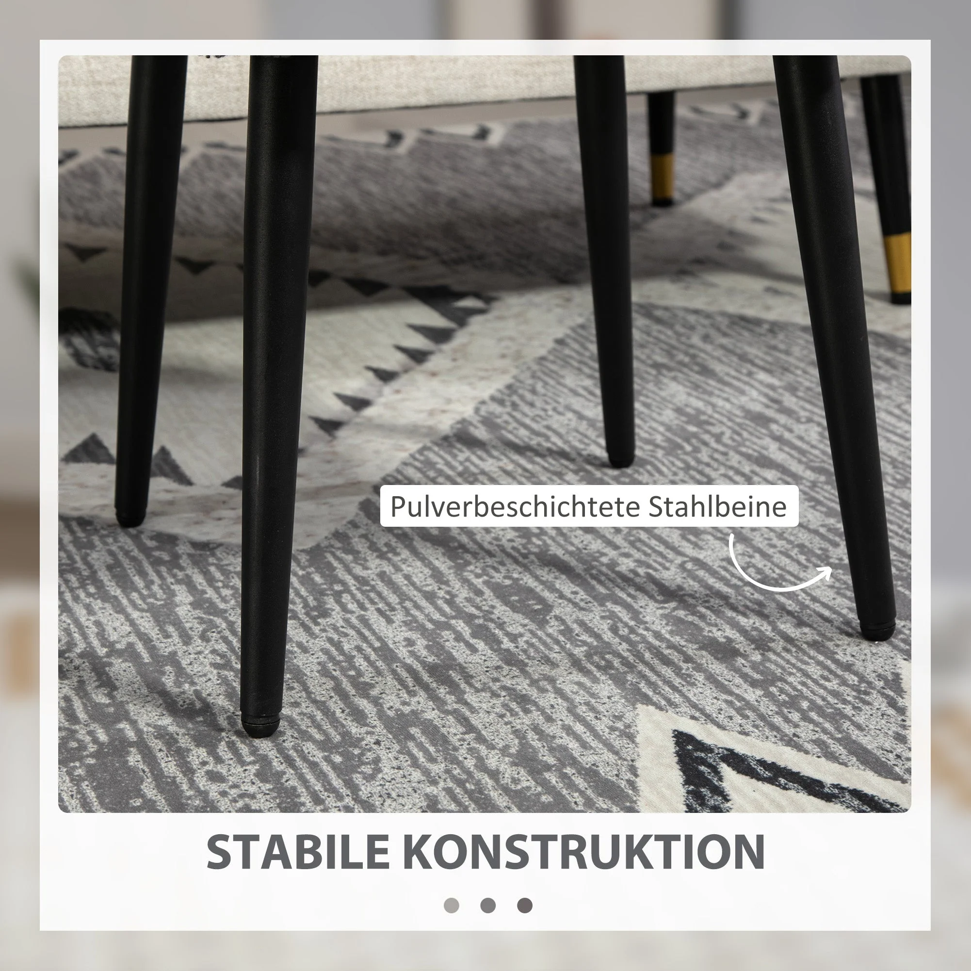 Footstool Square, Living Room & Bedroom, Dark Grey Cashmere Effect - Image 6