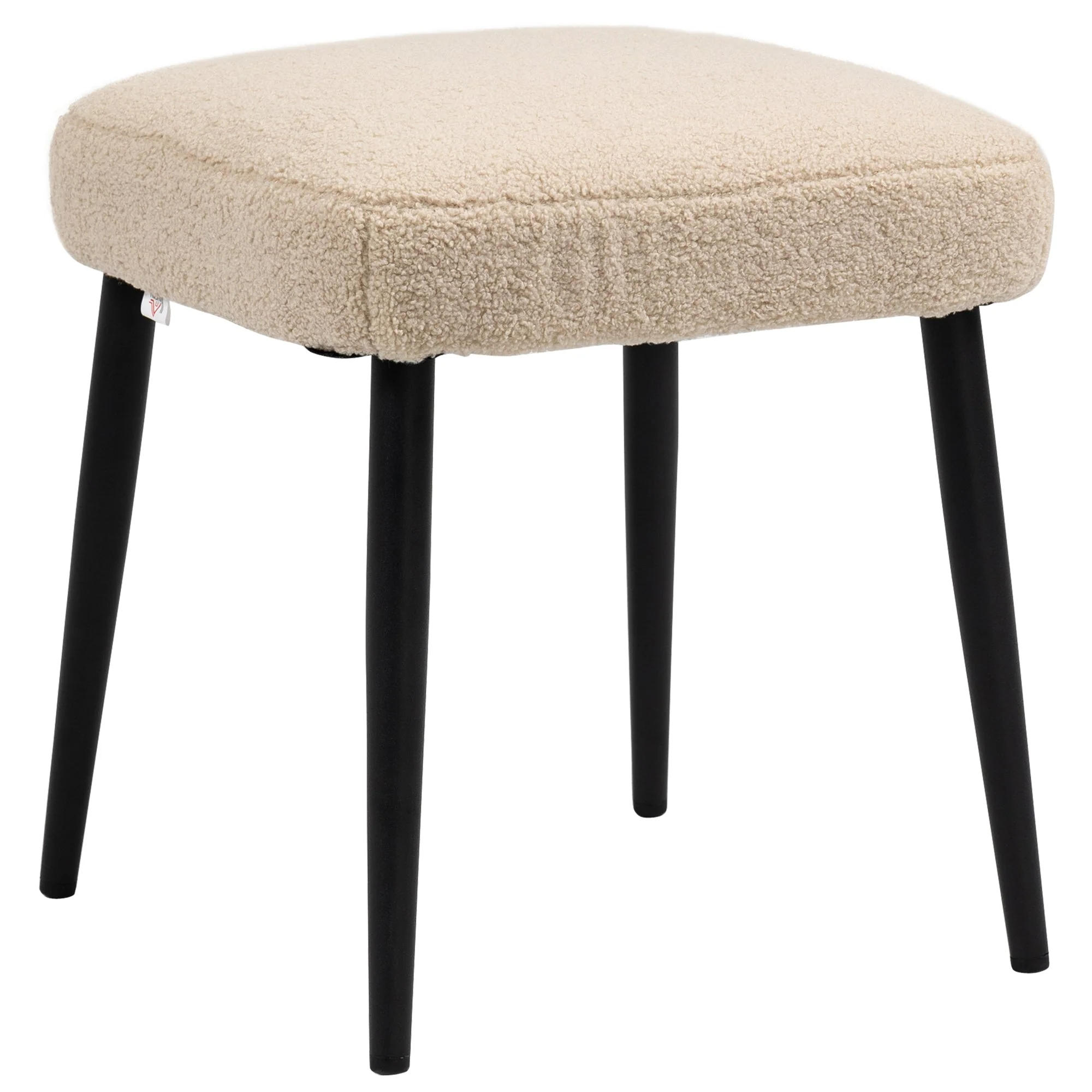 Footstool Square Stool Dressing Stool Steel Legs Cashmere Look Beige - Image 2