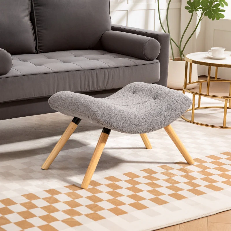 Footstool, Upholstered Stool, 120 kg Load Capacity, Light Grey