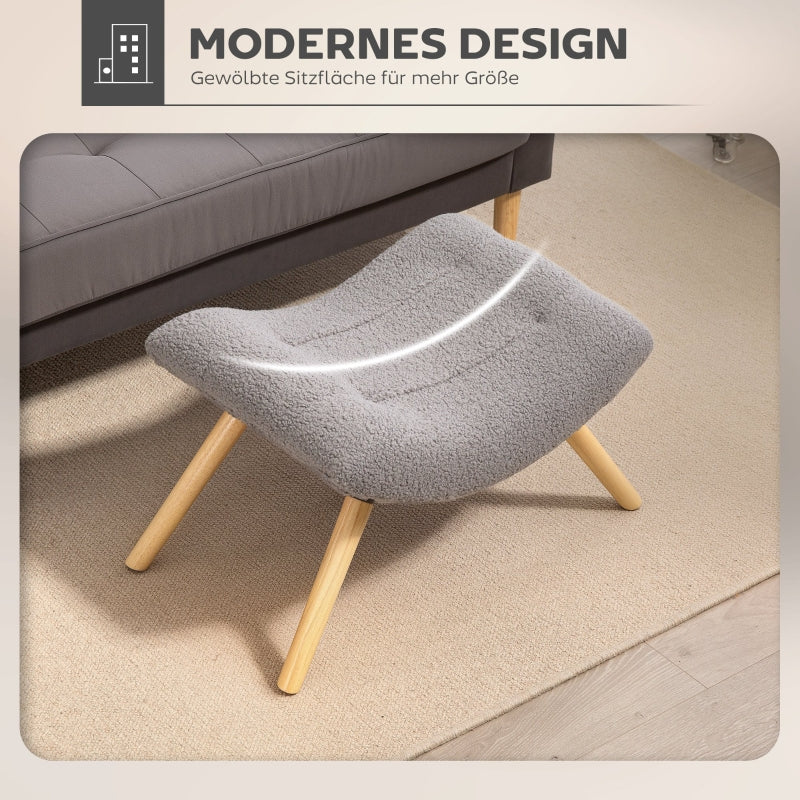 Footstool, Upholstered Stool, 120 kg Load Capacity, Light Grey - Image 3