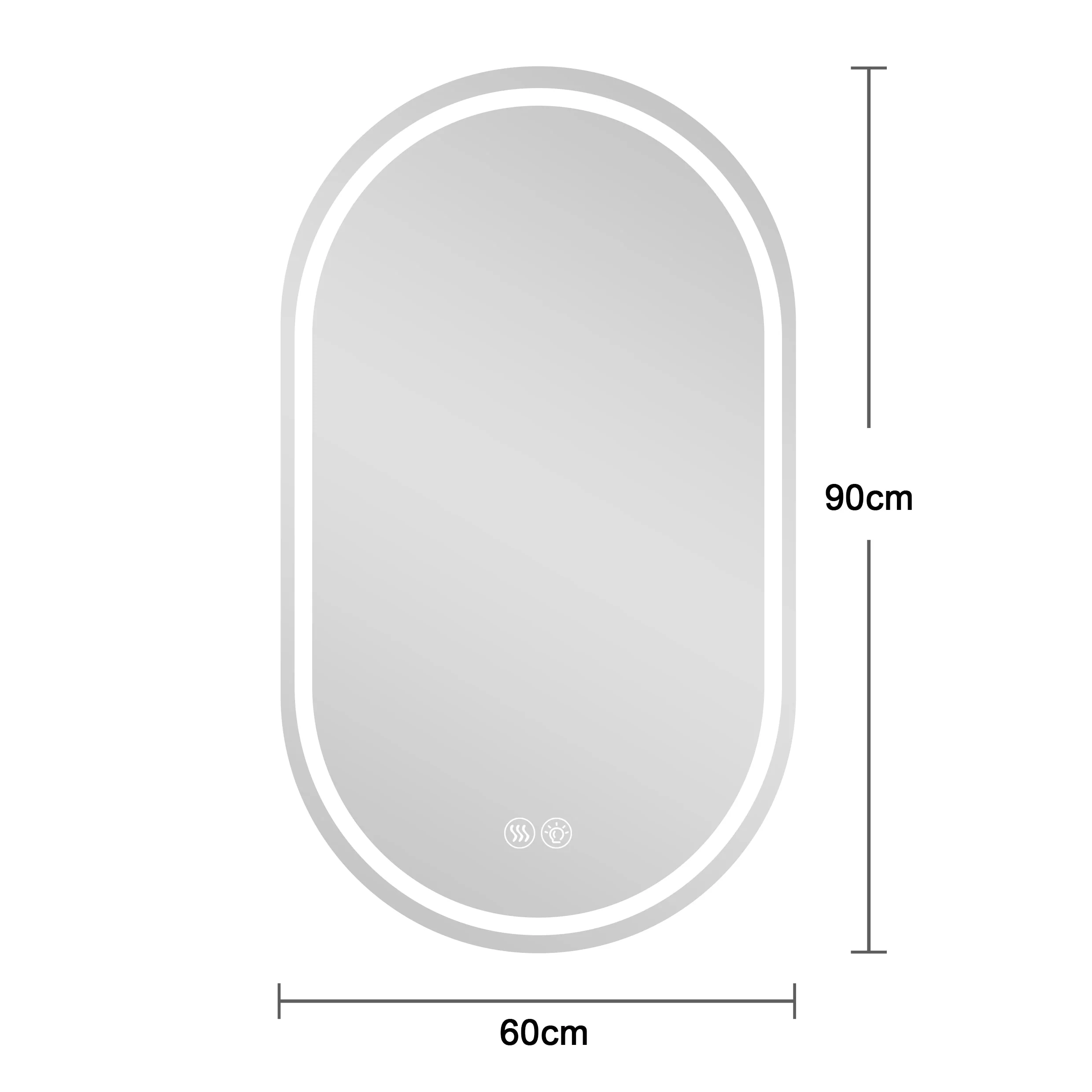 Frameless Oval Wall-Mounted Smart Mirror, Anti-Fog Touch Screen 60x90cm - Image 8