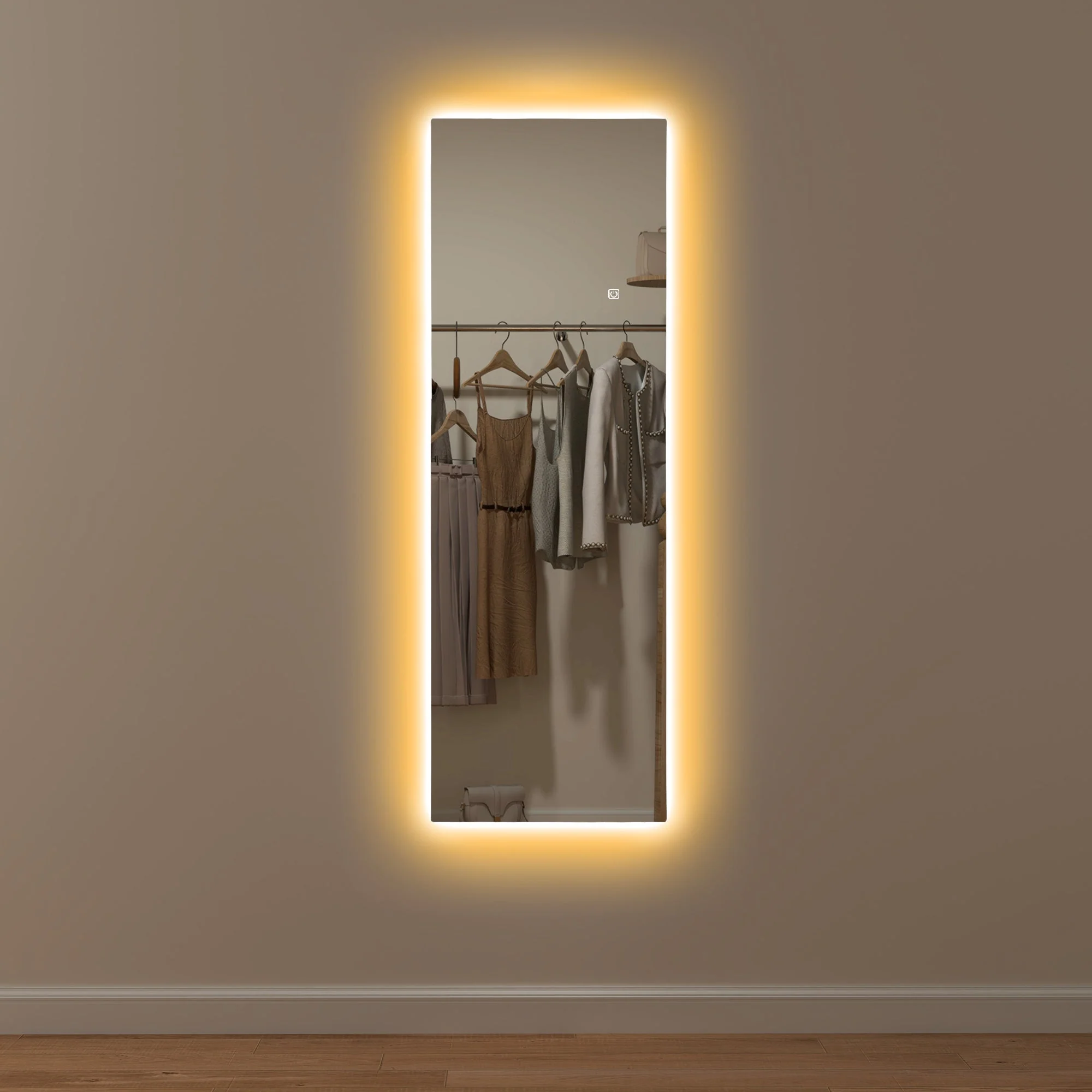 Full-Length Mirror 40x120cm Standing LED Touch Control Frameless - Image 8