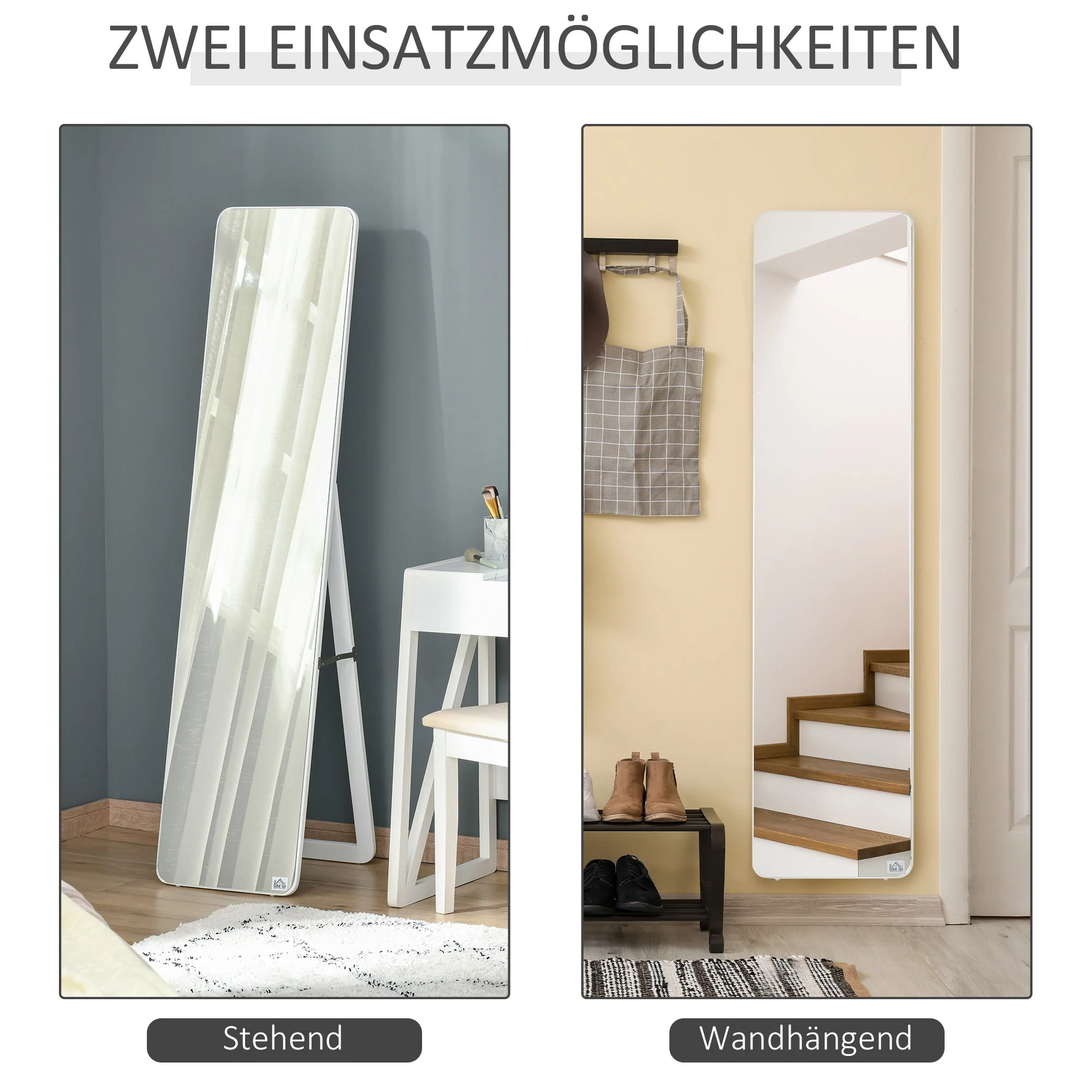 Full-length Mirror Standing Folding Frame Freestanding/Wall-Mounted - Image 5