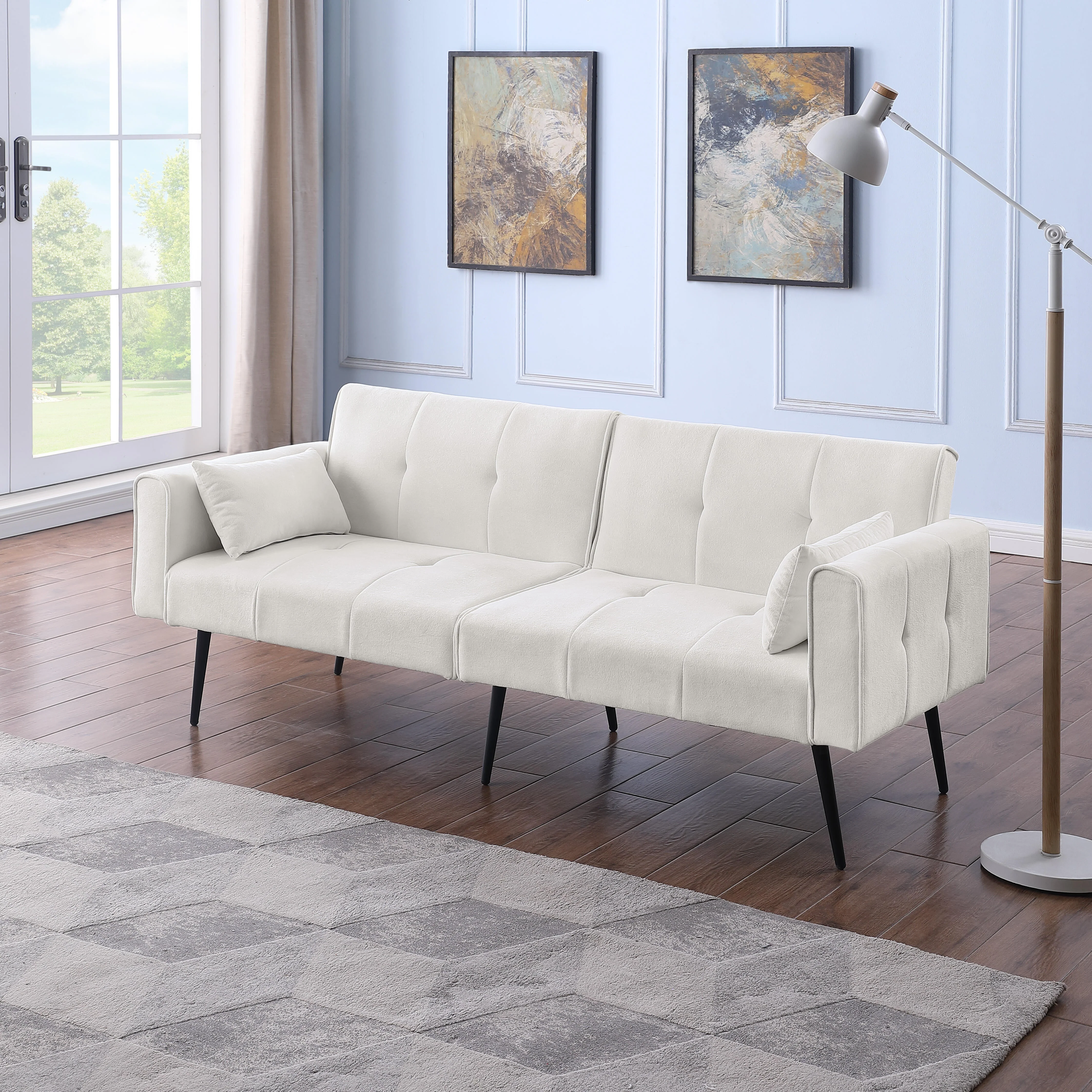 Futon Sofa Bed, Modern 68" Convertible Sleeper Couch, Small Spaces - Image 2
