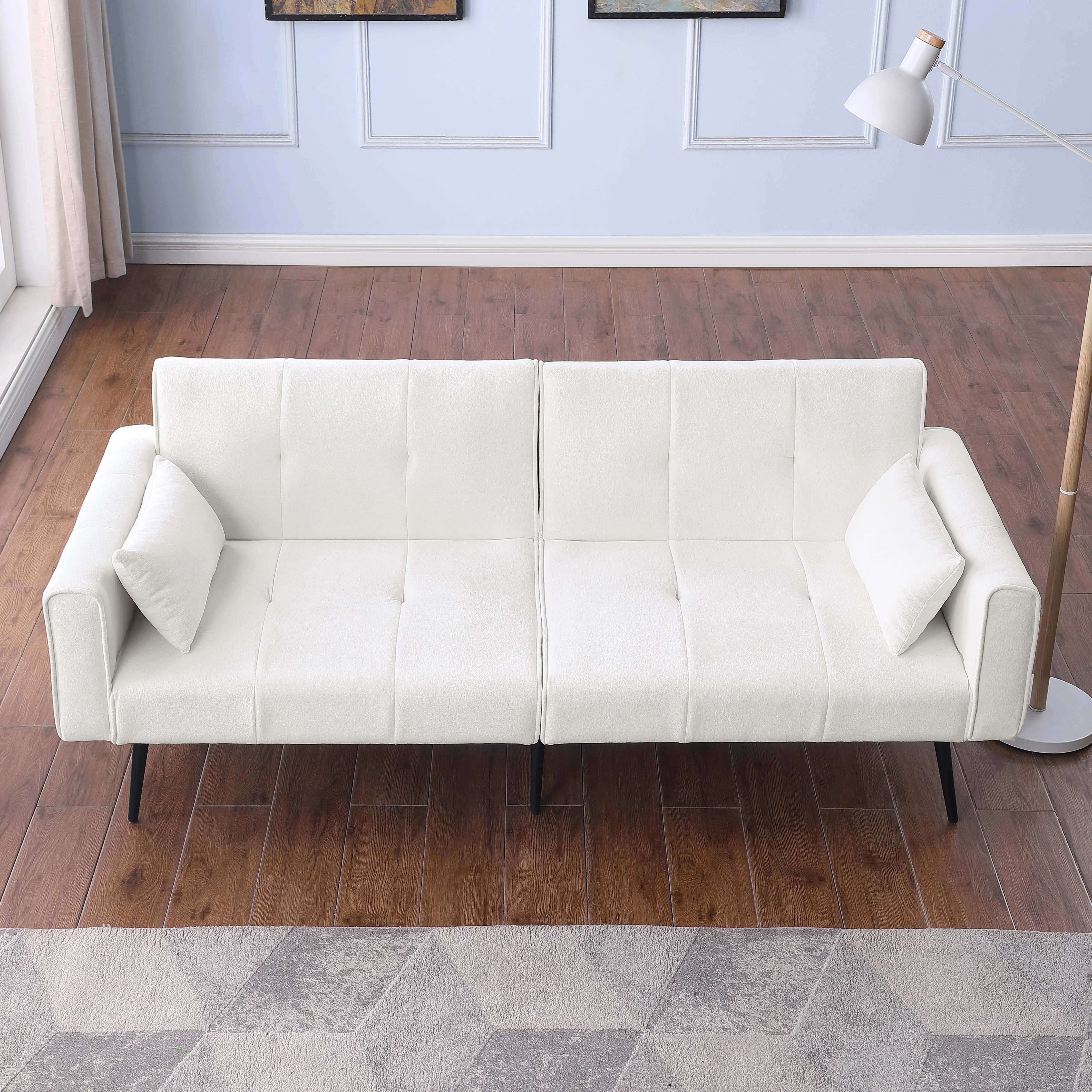 Futon Sofa Bed, Modern 68" Convertible Sleeper Couch, Small Spaces - Image 3