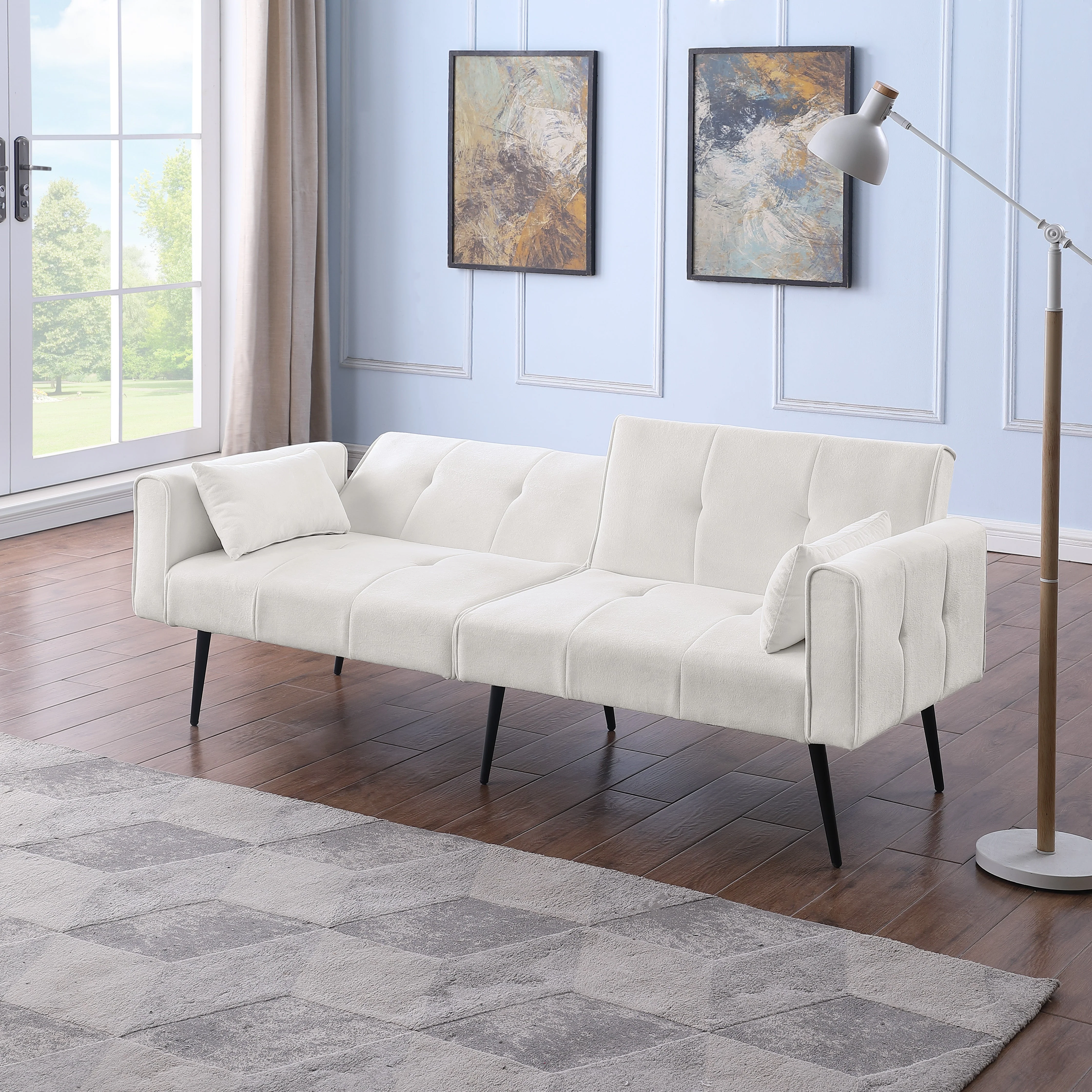Futon Sofa Bed, Modern 68" Convertible Sleeper Couch, Small Spaces - Image 4