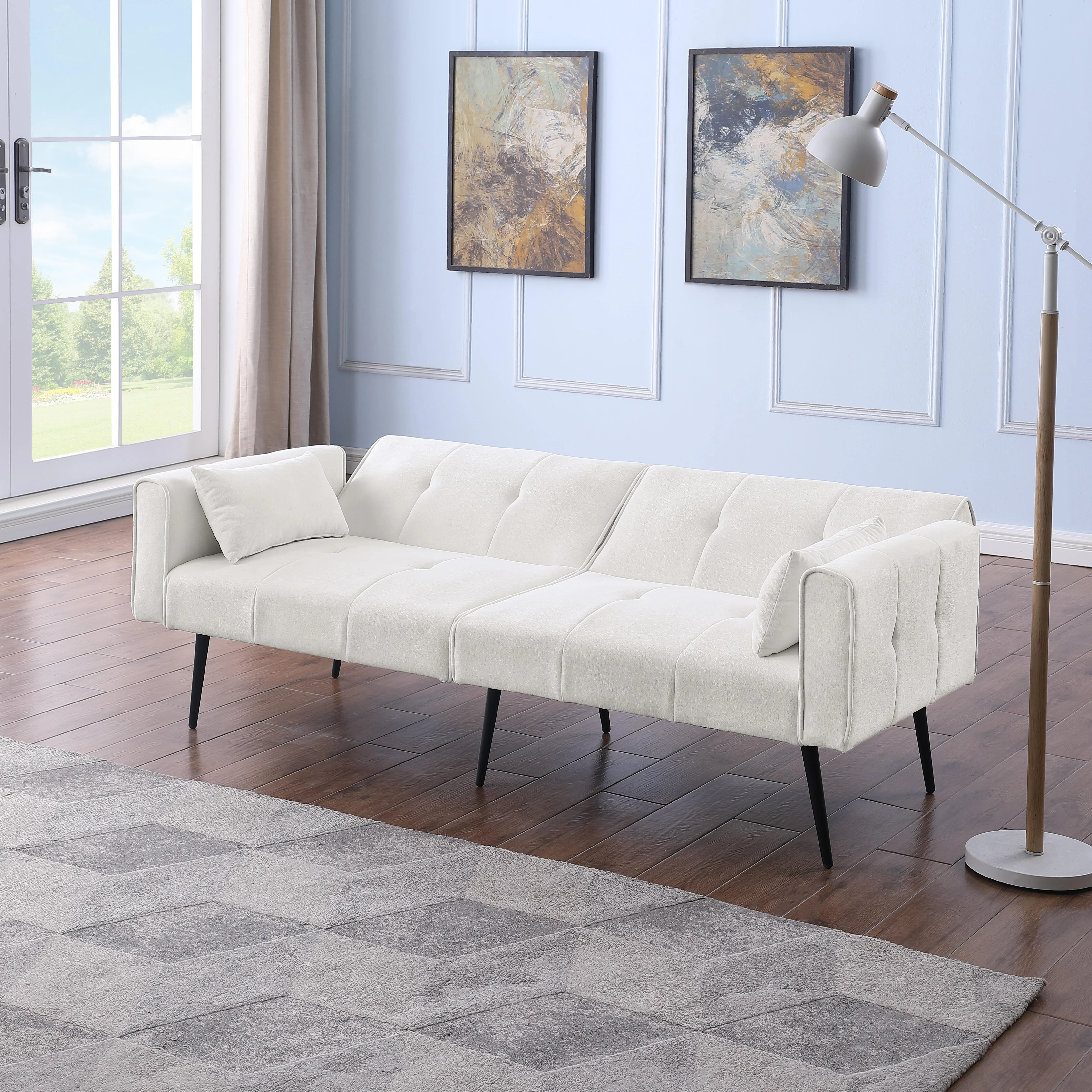 Futon Sofa Bed, Modern 68" Convertible Sleeper Couch, Small Spaces - Image 5