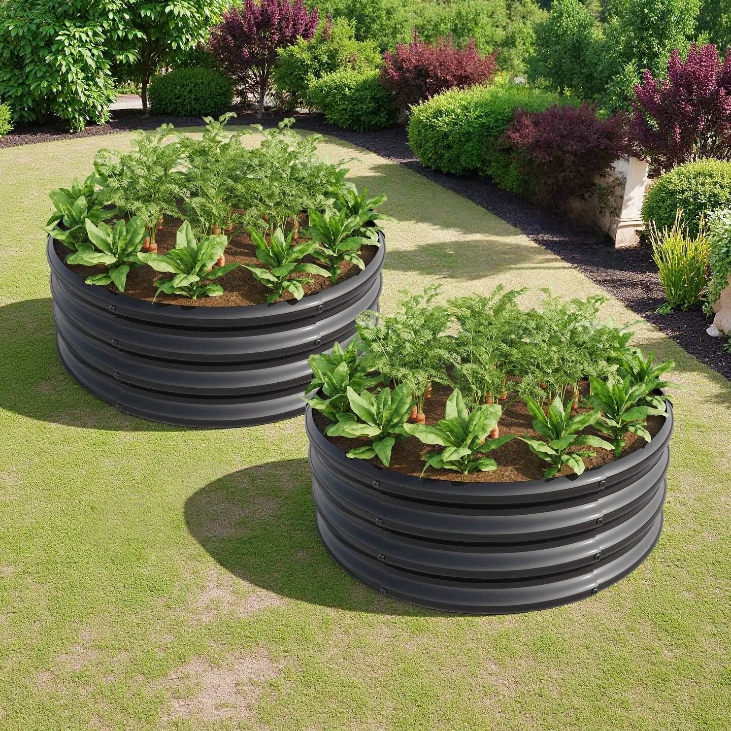 Galvanized Raised Garden Bed, Outdoor Planter for Vegetables, Fruits, Flowers, 2-Pack