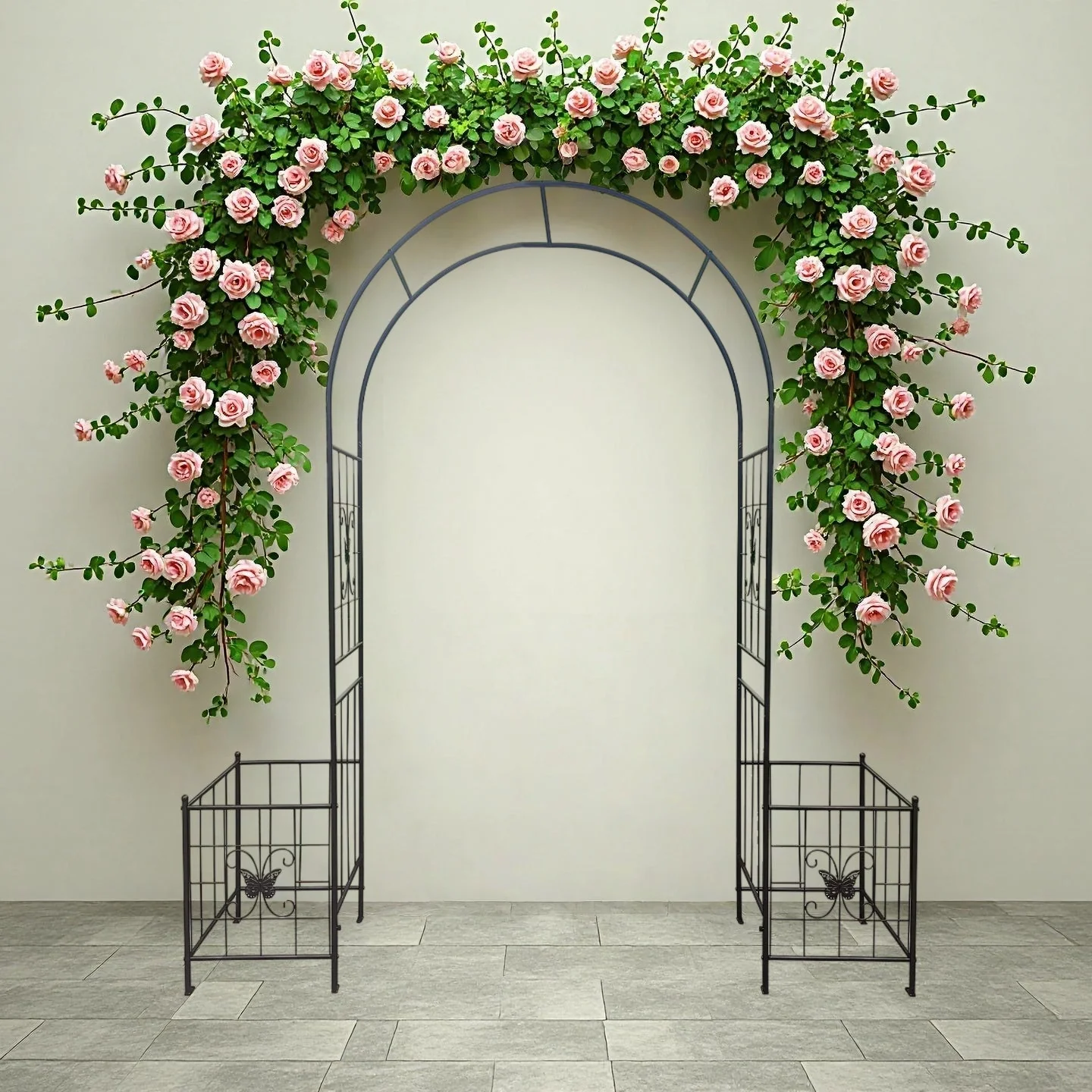 Garden Arch Arbor Trellis for Climbing Plants Outdoor Wedding Arch, Black Metal - Image 3
