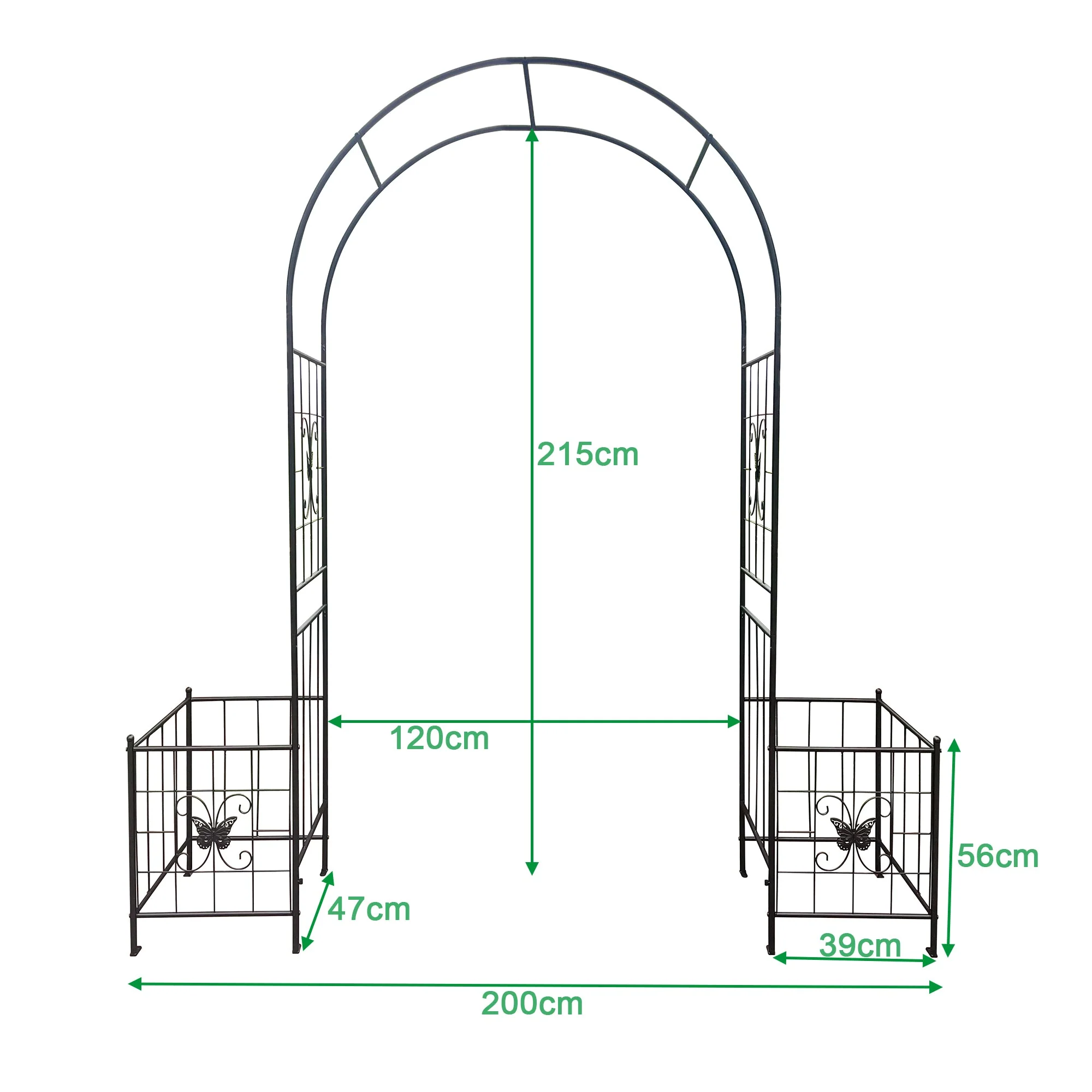 Garden Arch Arbor Trellis for Climbing Plants Outdoor Wedding Arch, Black Metal - Image 5