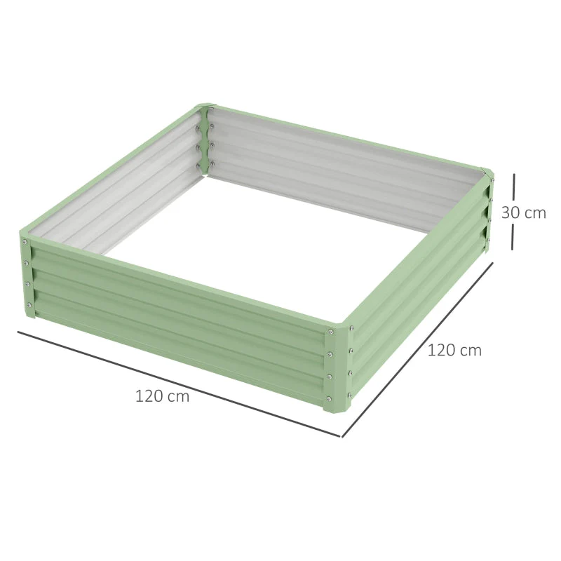 Garden Bed Planter, Steel Housing, 120 x 120 x 30 cm, Green - Image 3