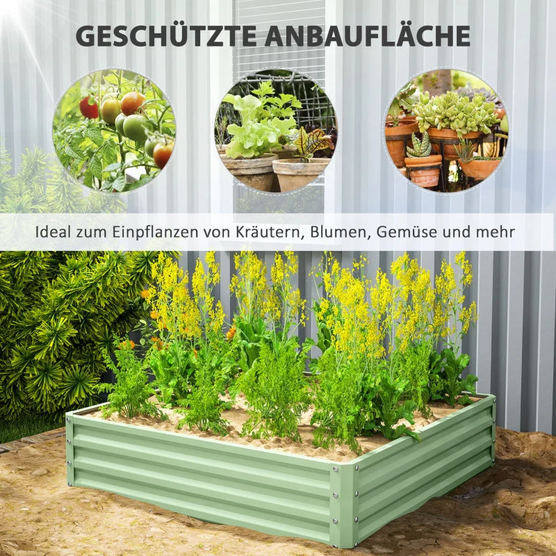 Garden Bed Planter, Steel Housing, 120 x 120 x 30 cm, Green - Image 4