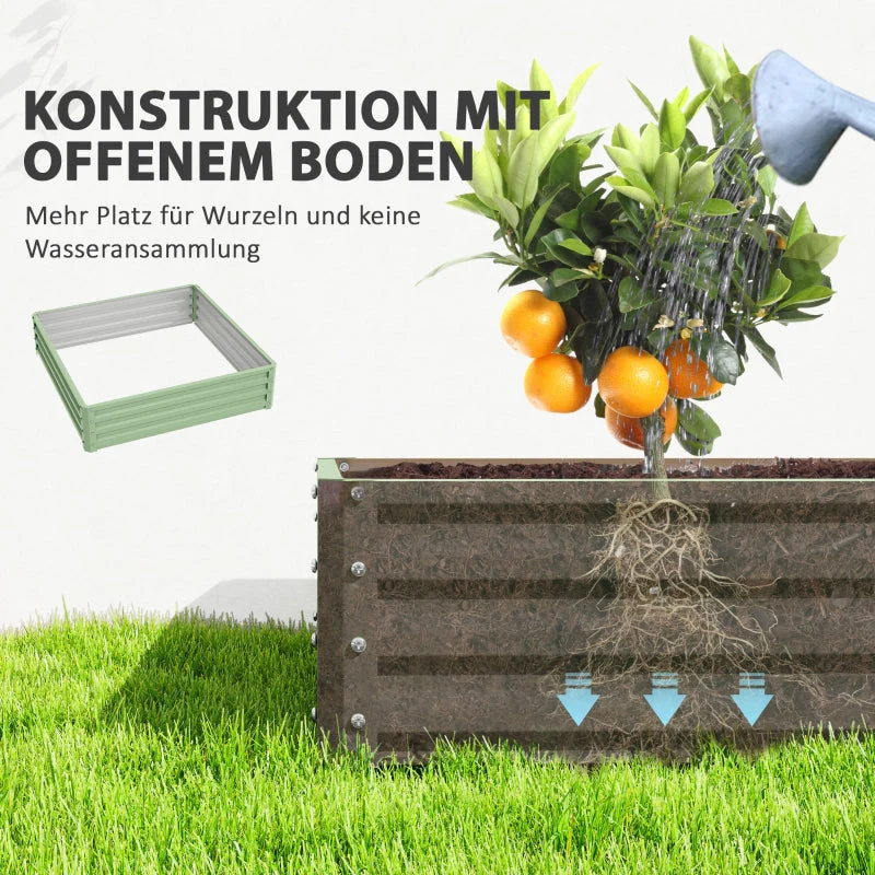 Garden Bed Planter, Steel Housing, 120 x 120 x 30 cm, Green - Image 6