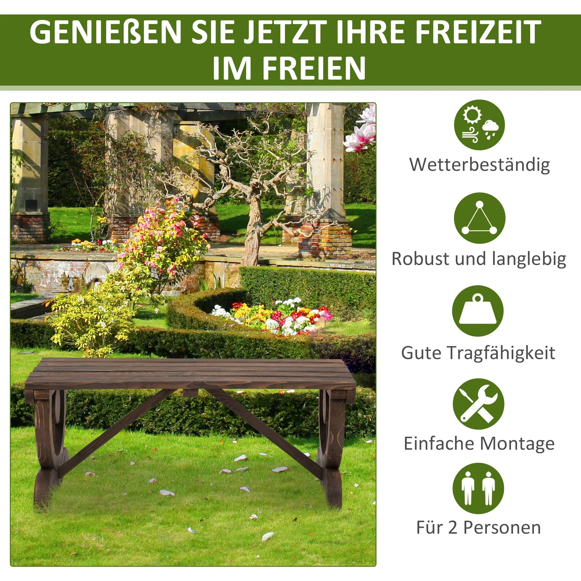 Garden Bench Weatherproof Rustic 98x50x39.5 cm Wooden - Image 6