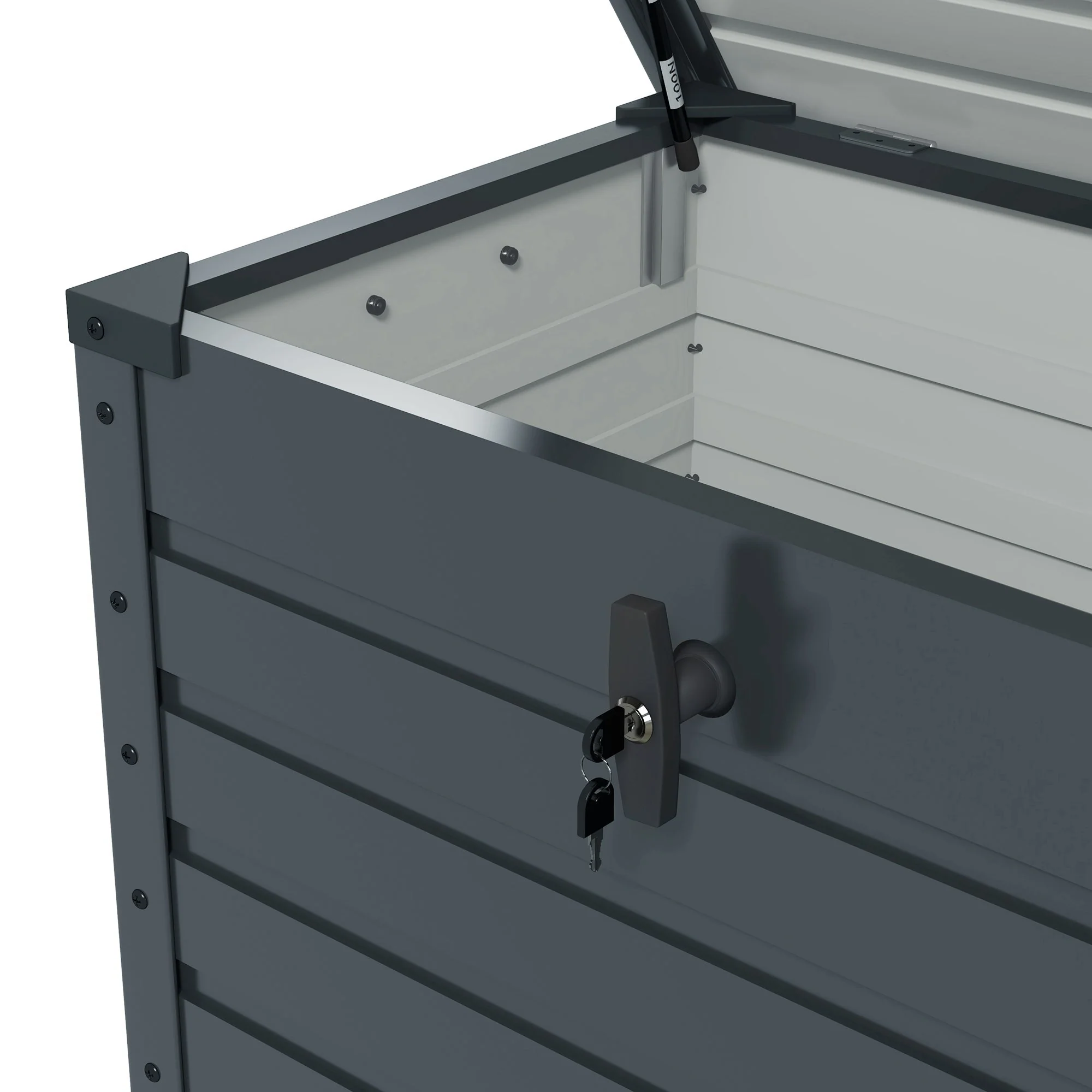 Garden Box Storage Box with Wheels, Lock, Handle Dark Grey - Image 8