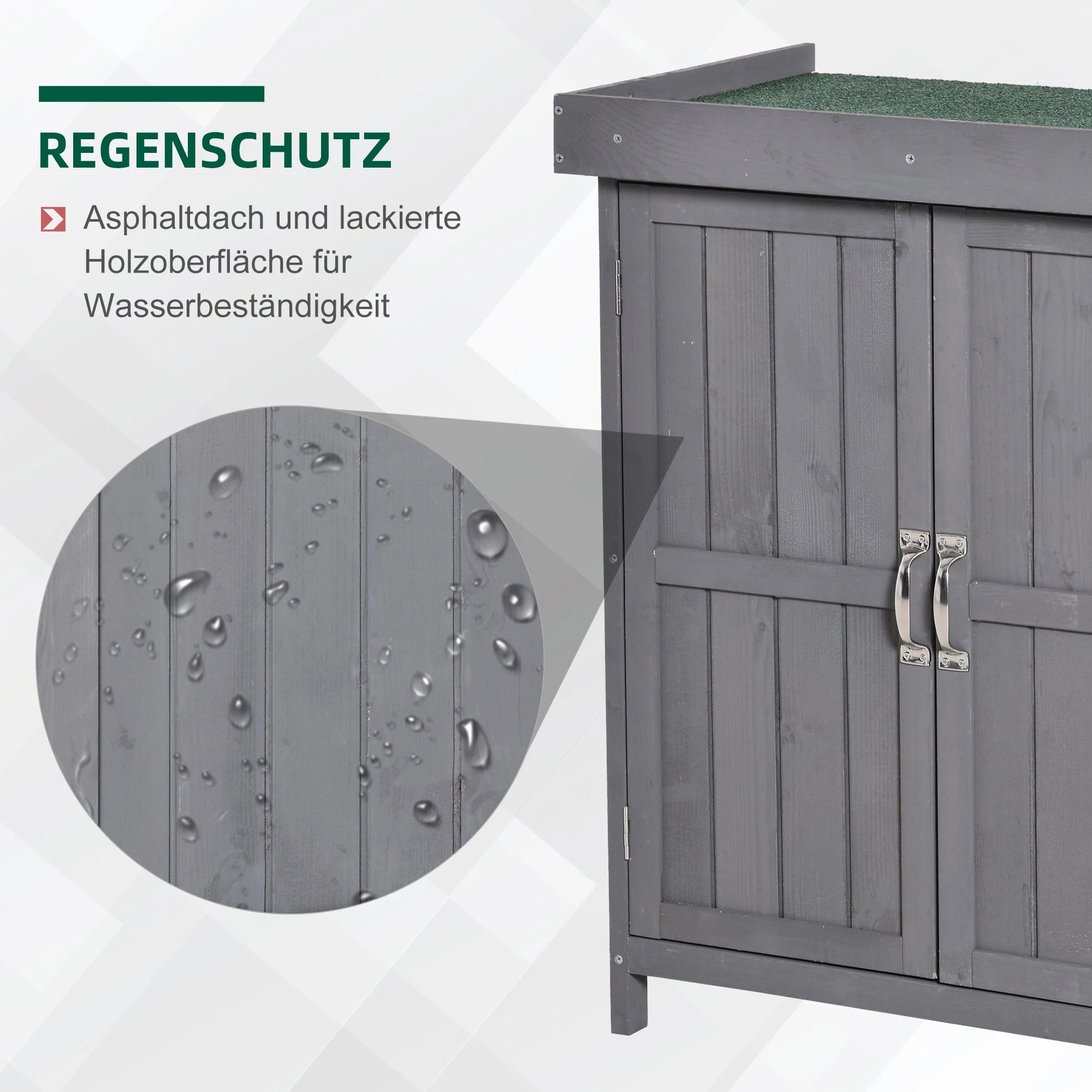 Garden Cabinet Weatherproof Tool Cabinet Double Door 2 Compartments Fir Wood Dark Grey - Image 4
