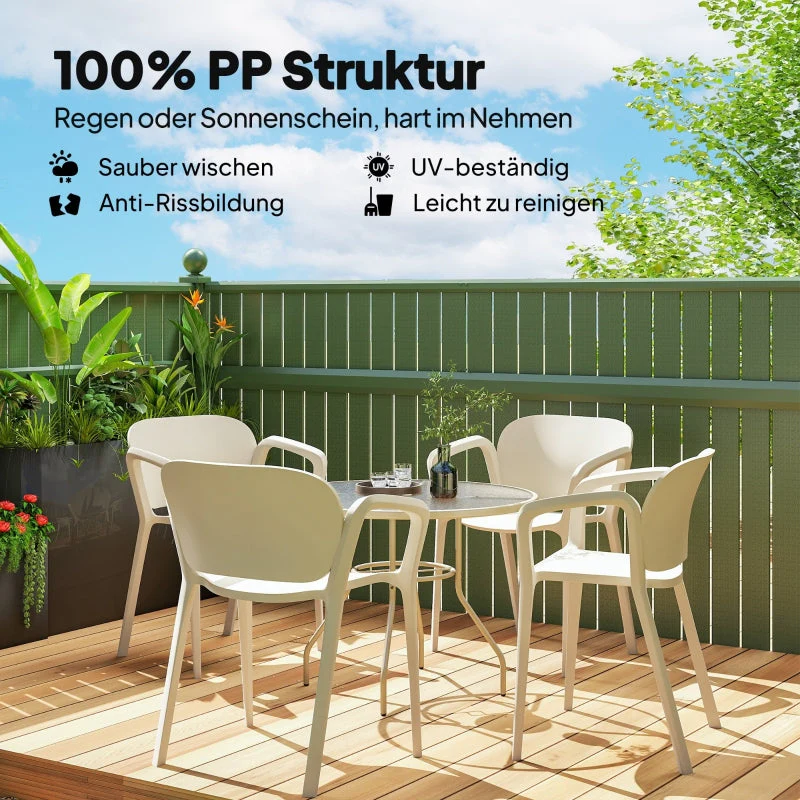 Garden Chair Set, 4 Stackable Plastic Chairs with Armrest Backrest, 120 kg Loadable, Weatherproof - Image 4
